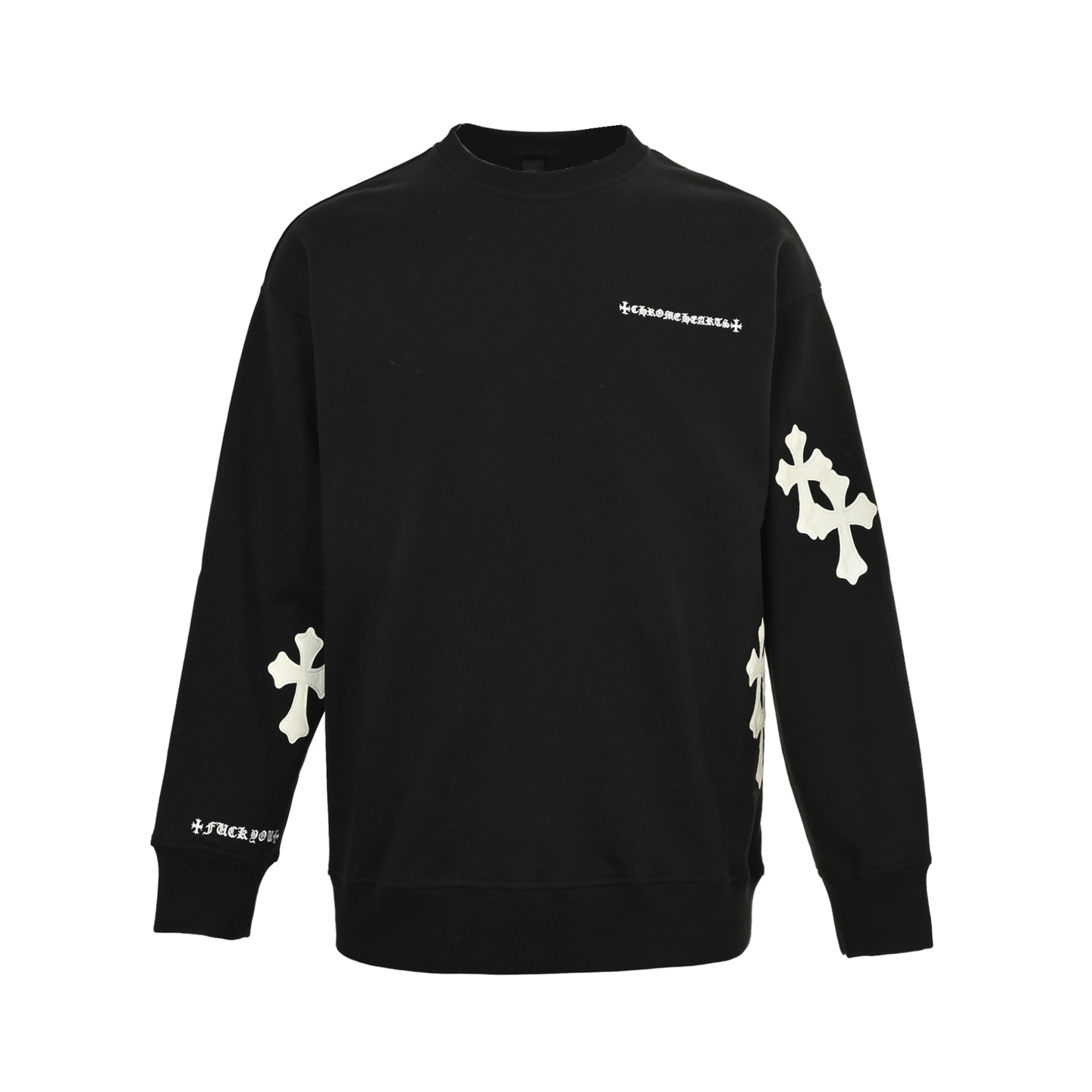 Chrome Hearts/克罗心 25Fw 皮标十字架贴饰刺绣圆领卫衣 Chrome Hearts/克罗心 25Fw 皮标十字架贴饰刺绣圆领卫衣