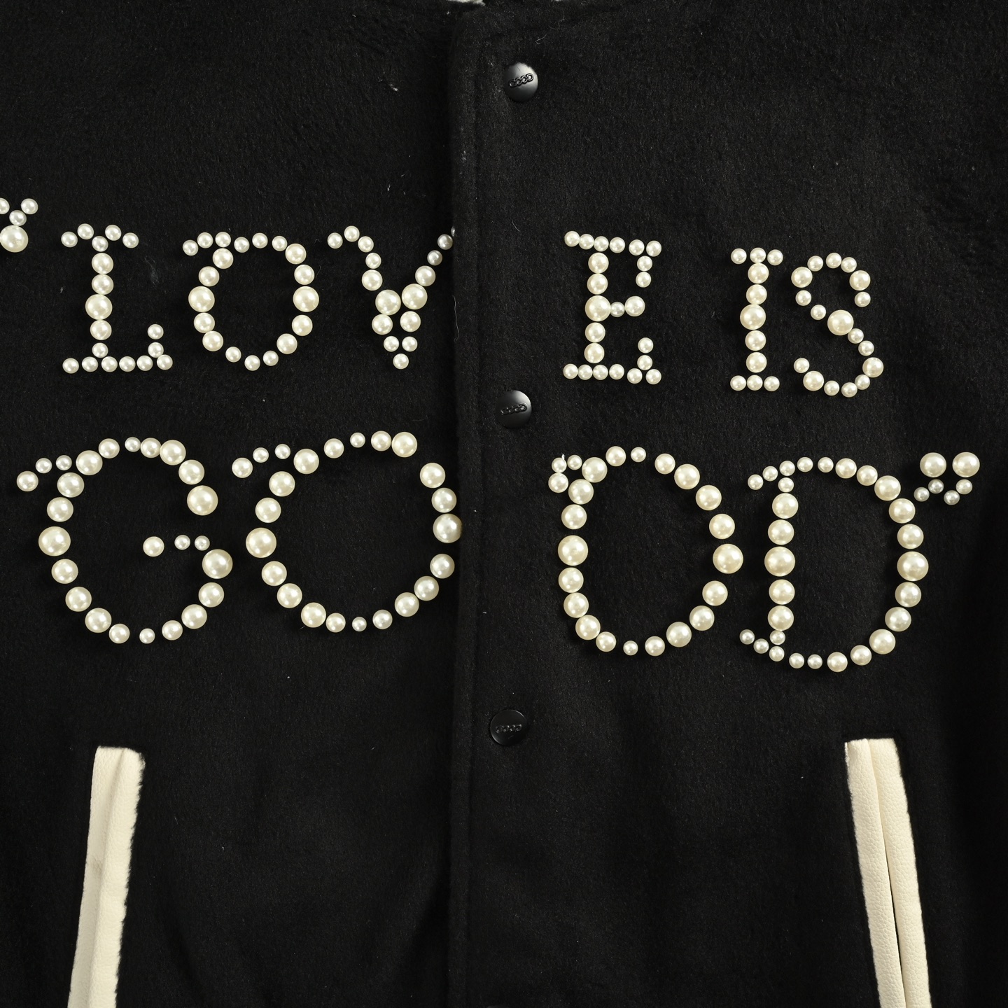 GOOD BRAND 25ss Loveis good珍珠语标字母棒球服外套 黑色 红色
