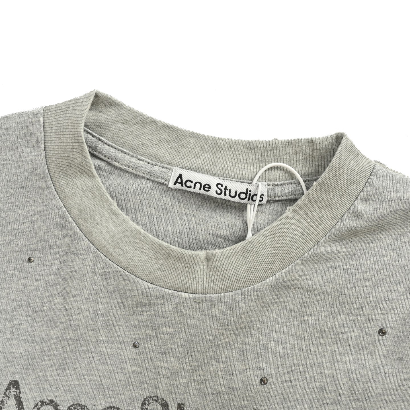 Acne Studio烫钻1996字母印花做旧长袖T恤