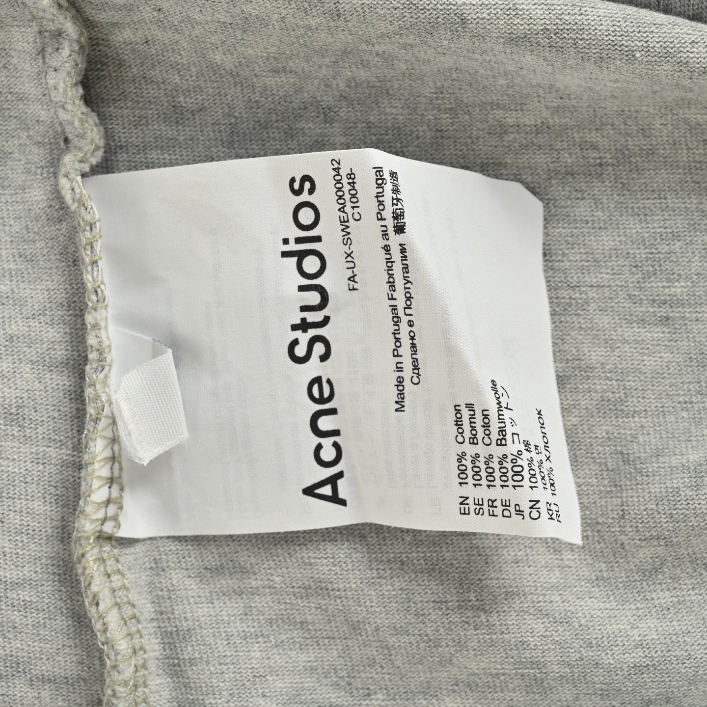 Acne Studio烫钻1996字母印花做旧长袖T恤