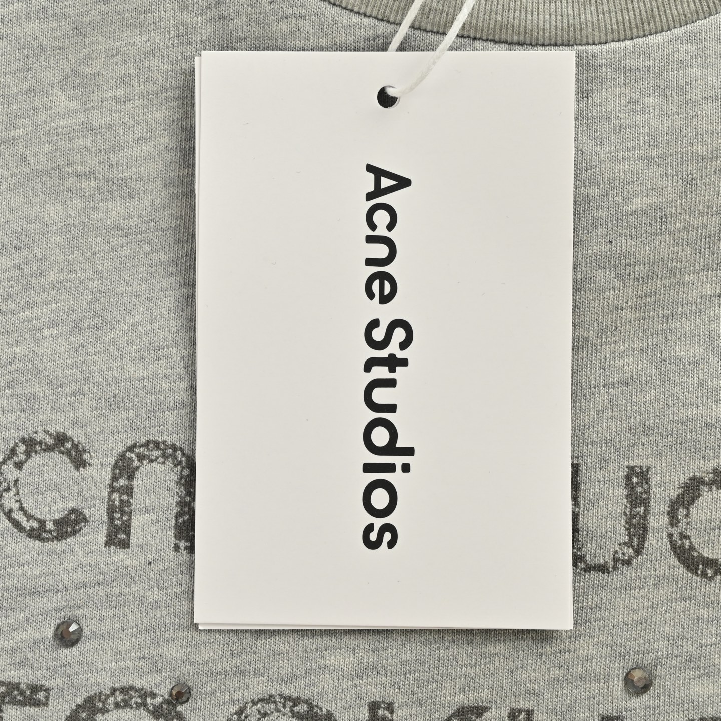 Acne Studio烫钻1996字母印花做旧长袖T恤