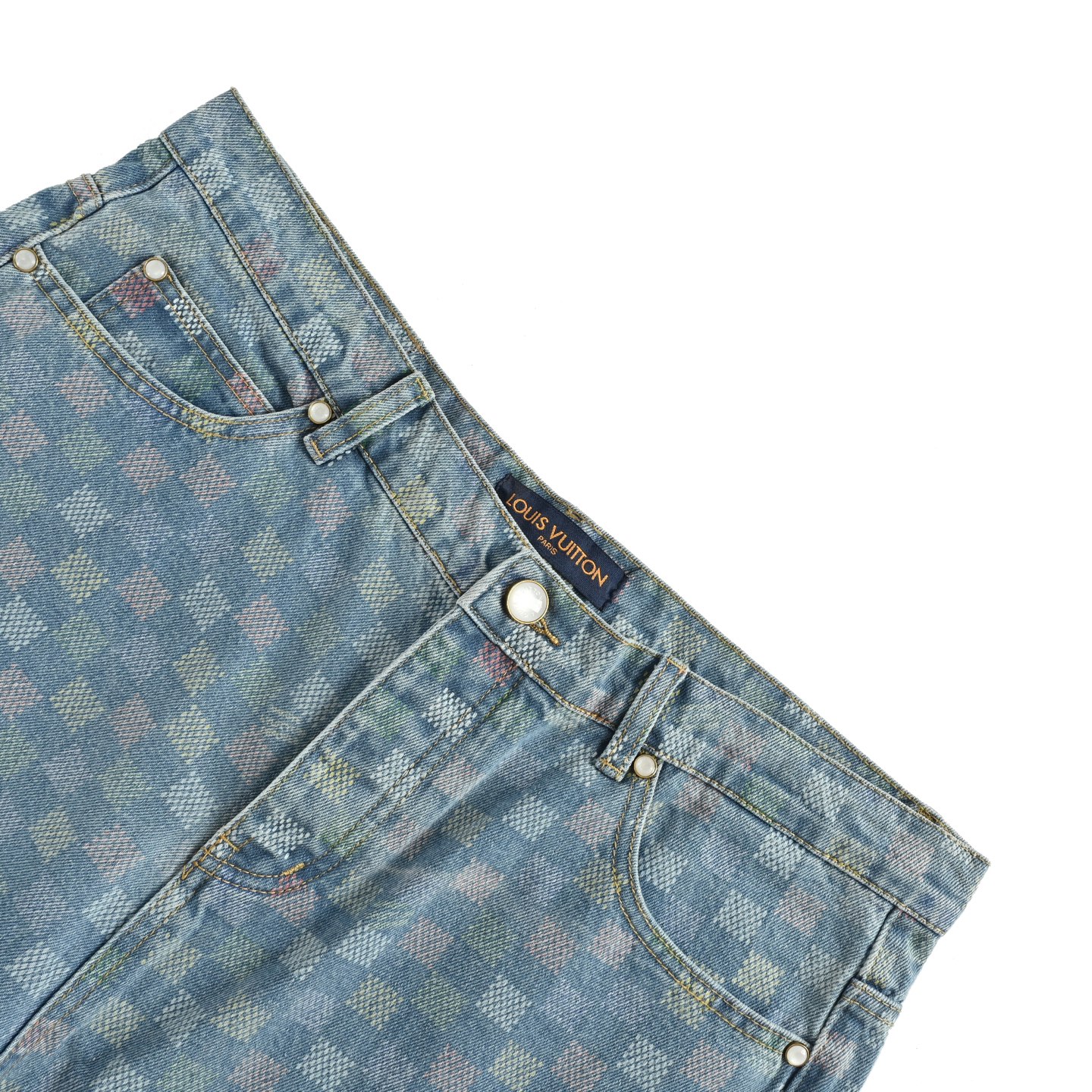 Louis Vuitton/路易威登 25Fw 五彩棋盘格套装牛仔裤 Louis Vuitton/路易威登 25Fw 五彩棋盘格套装牛仔裤