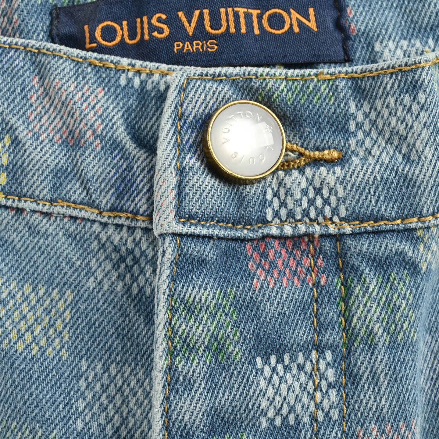 Louis Vuitton/路易威登 25Fw 五彩棋盘格套装牛仔裤 Louis Vuitton/路易威登 25Fw 五彩棋盘格套装牛仔裤