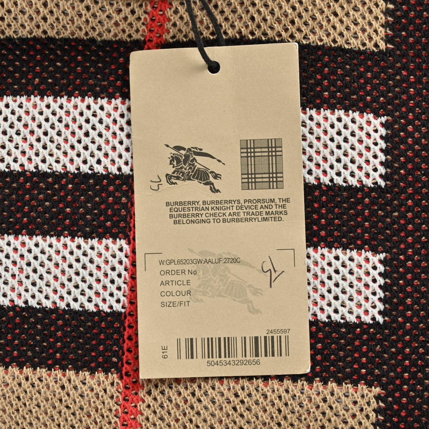 Burberry/巴宝莉 25Fw 大格纹圆领毛衣 品牌格经典纹提花精纺图案 Burberry/巴宝莉 25Fw 大格纹圆领毛衣 品牌格经典纹提花精纺图案