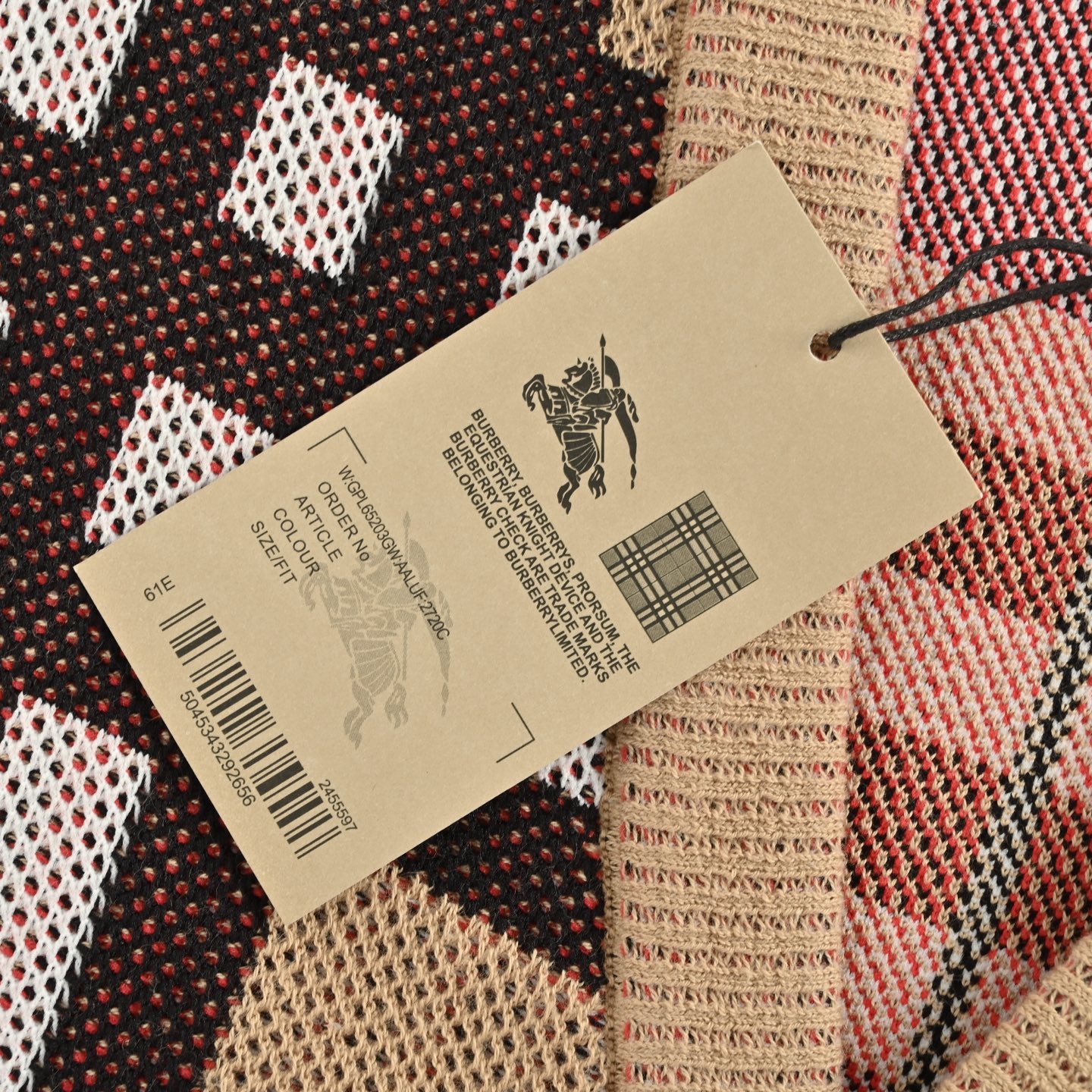 Burberry/巴宝莉 毛衣开衫25Fw 大格纹 品牌格经典纹提花精纺图案