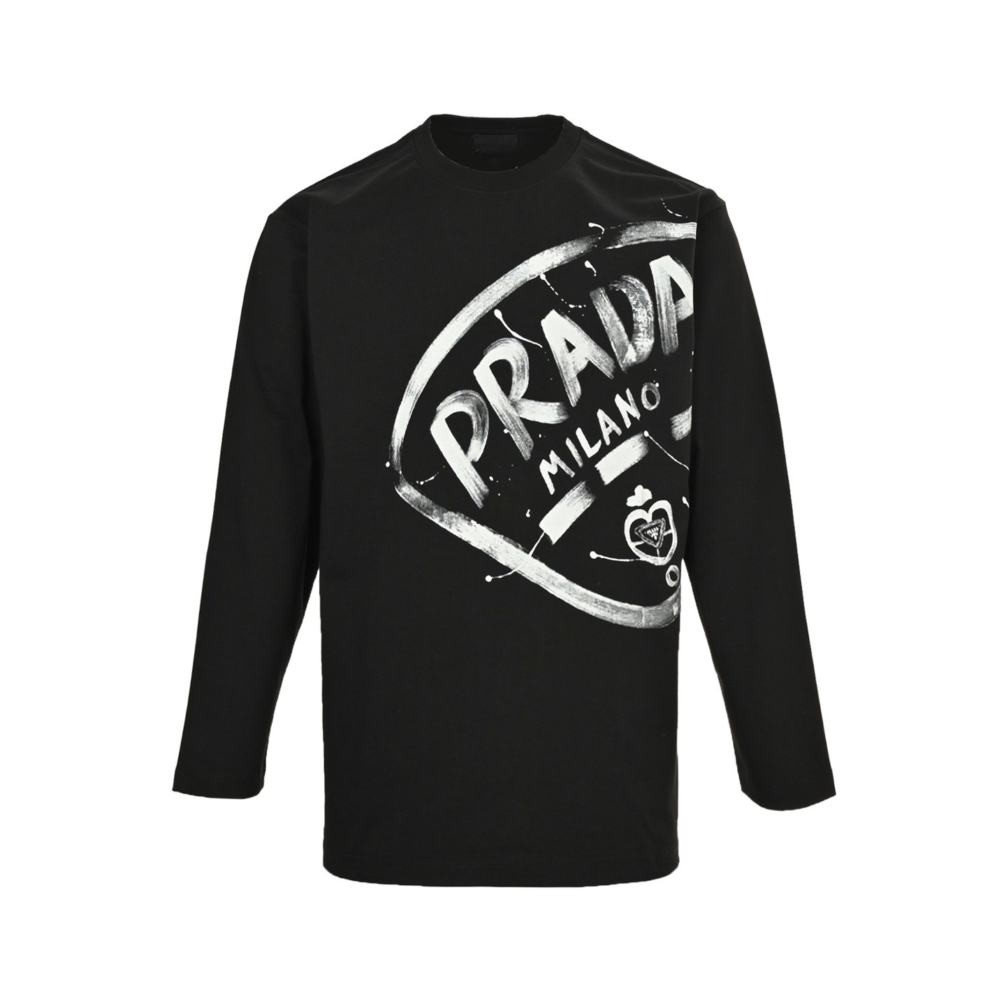 Prada/普拉达 25Fw 大logo泼墨印花长袖T恤 P家情侣款长袖T恤 Prada/普拉达 25Fw 大logo泼墨印花长袖T恤 P家情侣款长袖T恤