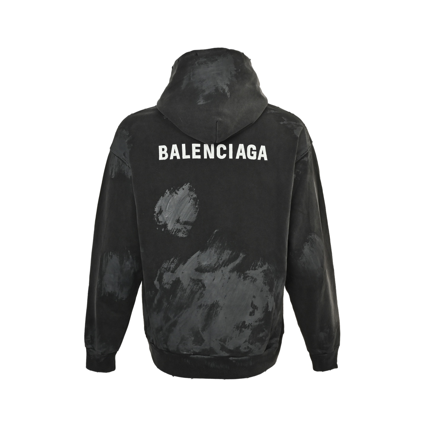 Balenciaga/巴黎世家 25Fw 油漆喷墨刺绣连帽卫衣 黑灰