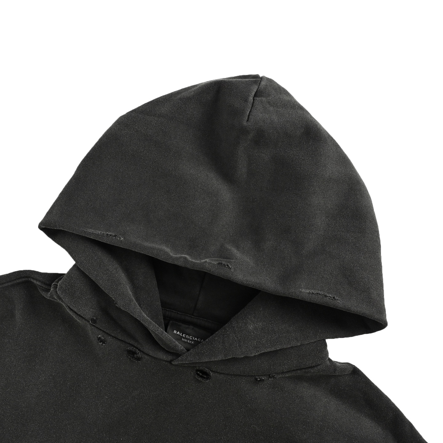 Balenciaga/巴黎世家 25ss贴布暗标连帽卫衣洗水黑