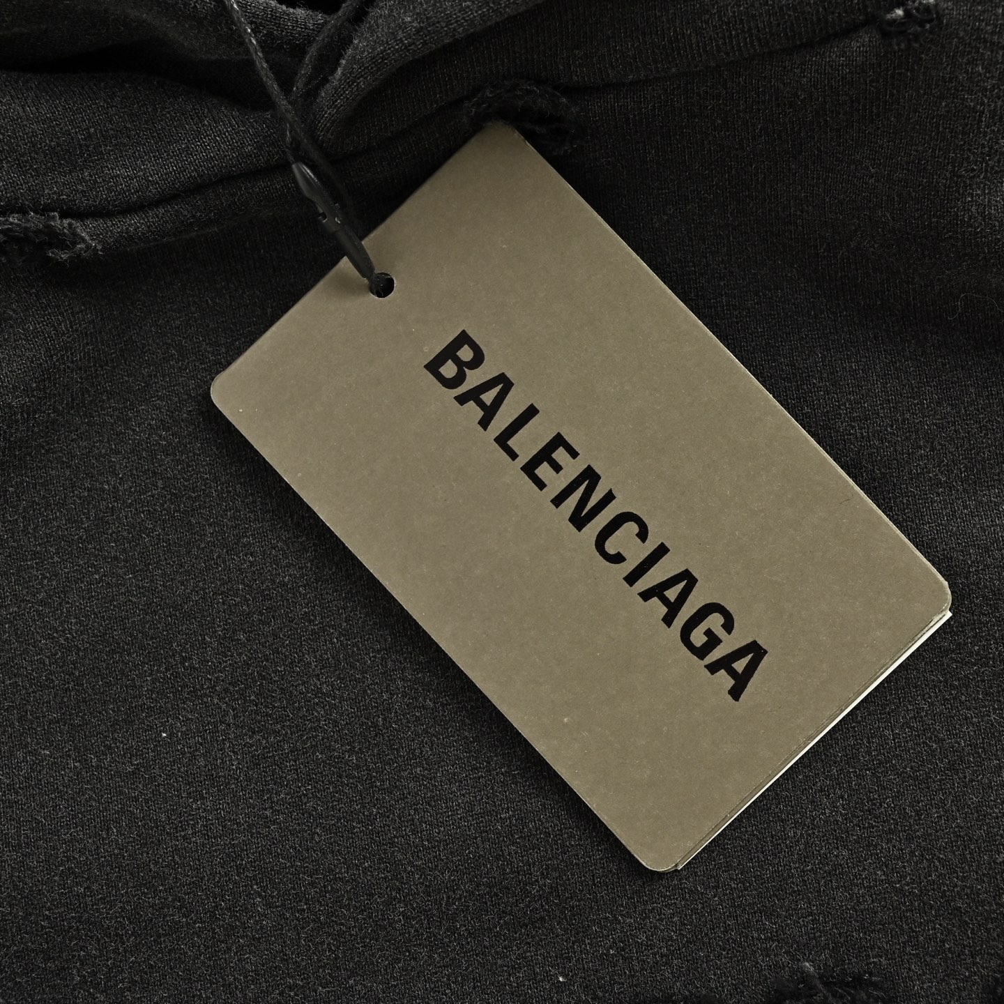 Balenciaga/巴黎世家 25ss贴布暗标连帽卫衣洗水黑