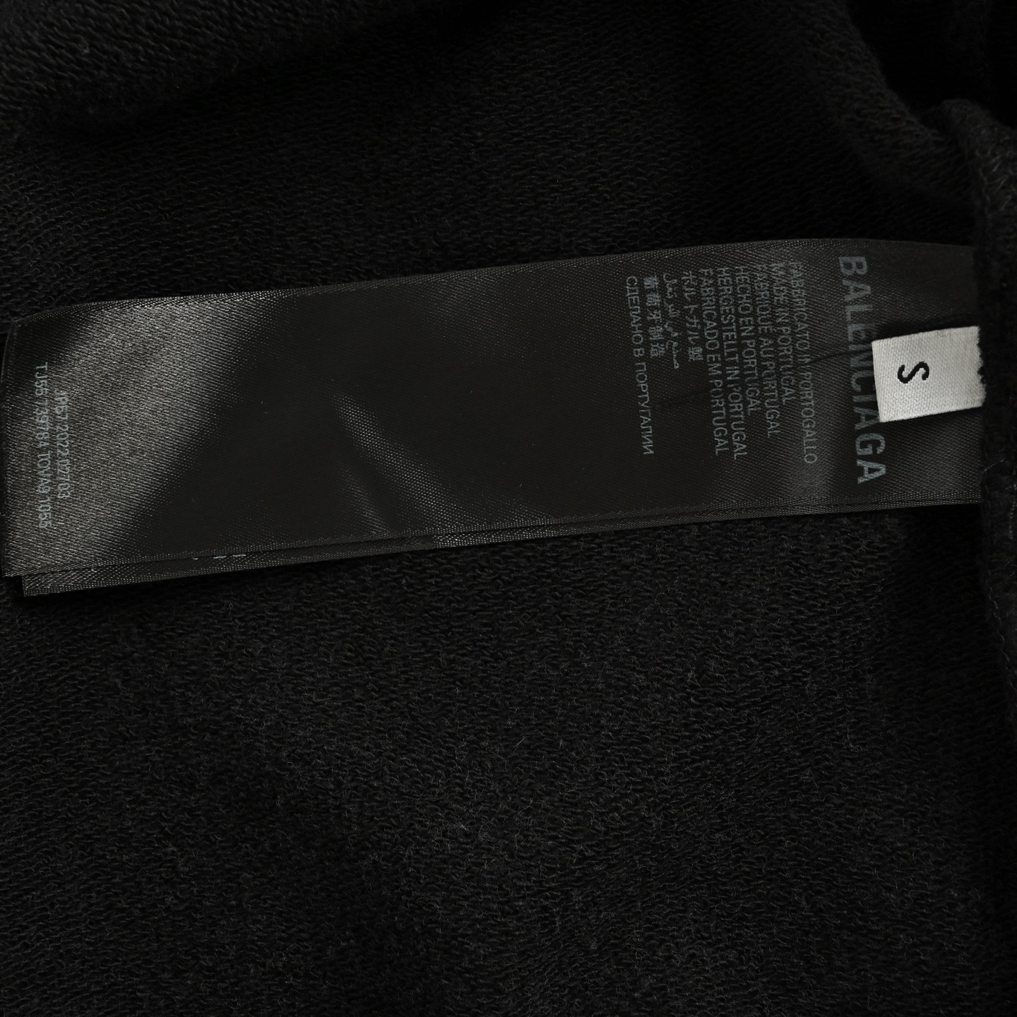 Balenciaga/巴黎世家 25ss贴布暗标连帽卫衣洗水黑