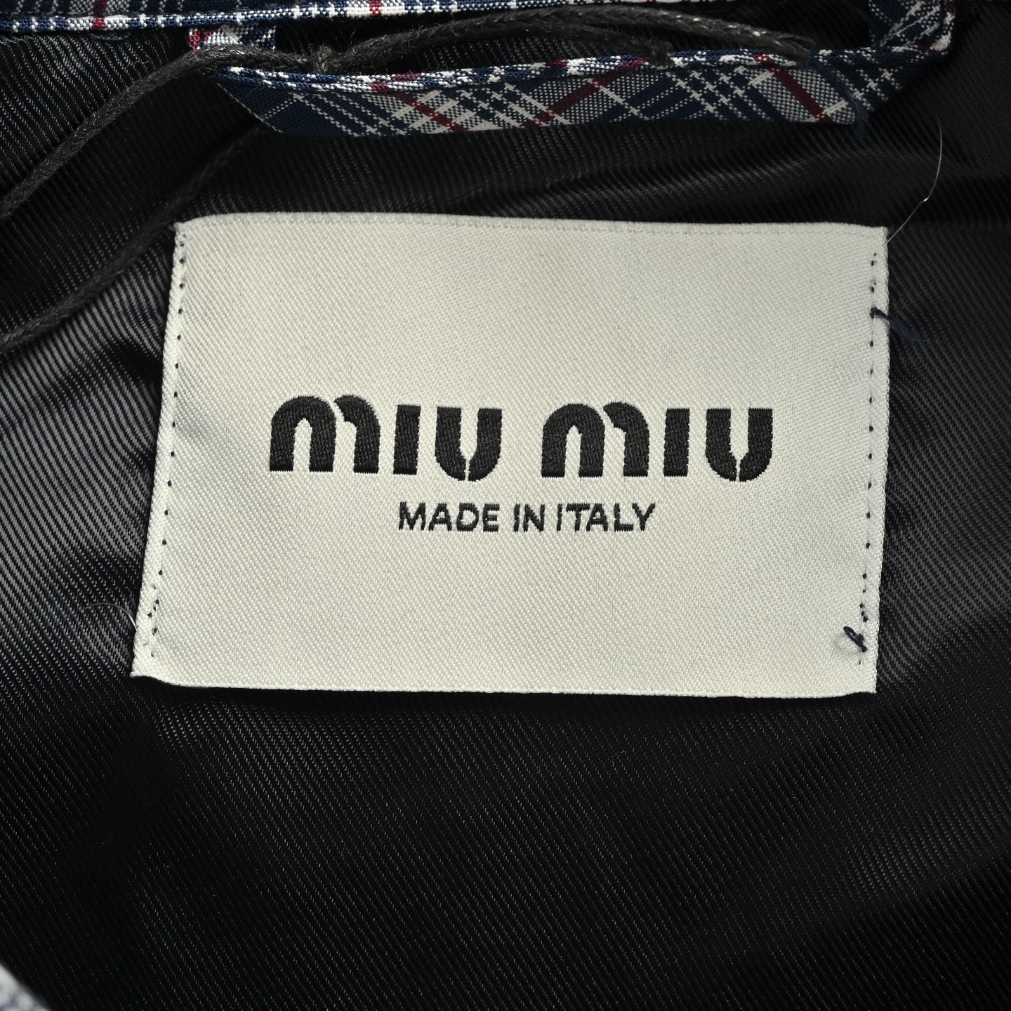 Miu Miu/缪缪 蓝格子束腰刺绣格纹夹克外套 Miu Miu/缪缪 蓝格子束腰刺绣格纹夹克外套