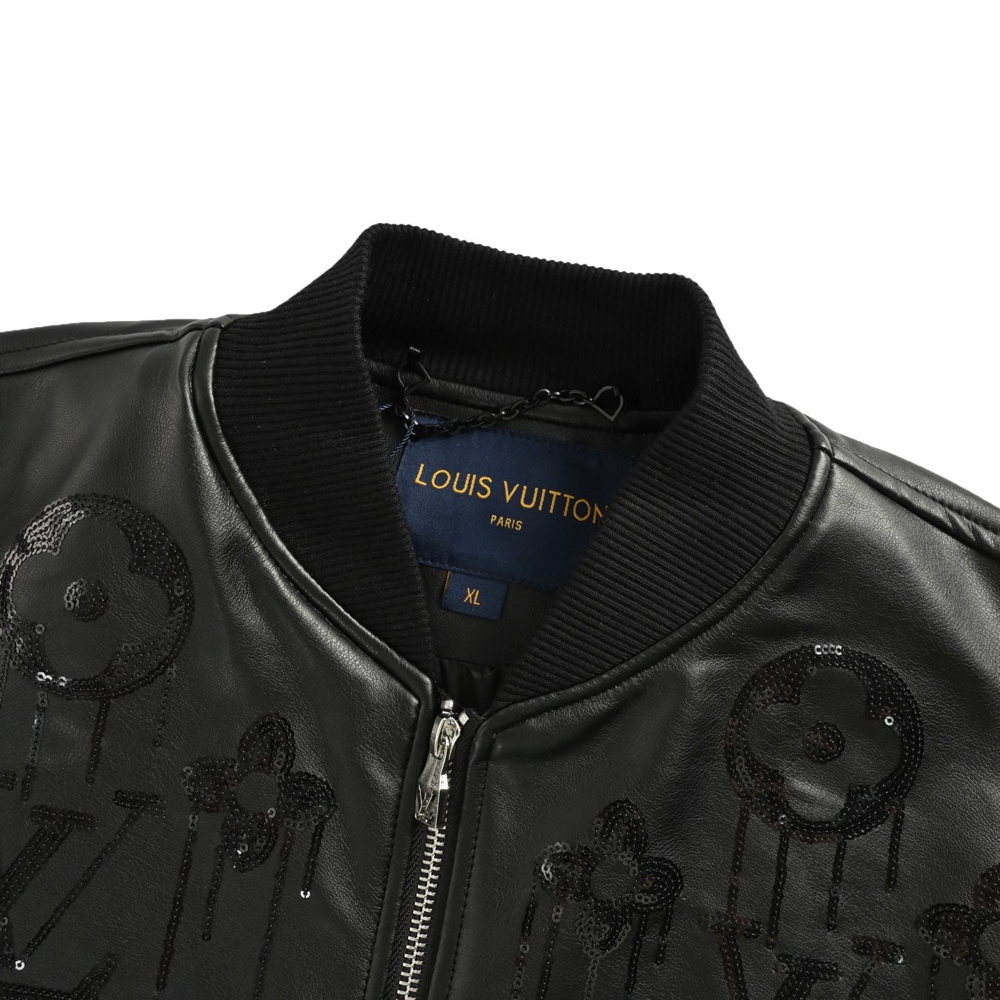 Louis Vuitton/路易威登 25Fw 珠片logo皮衣夹克外套