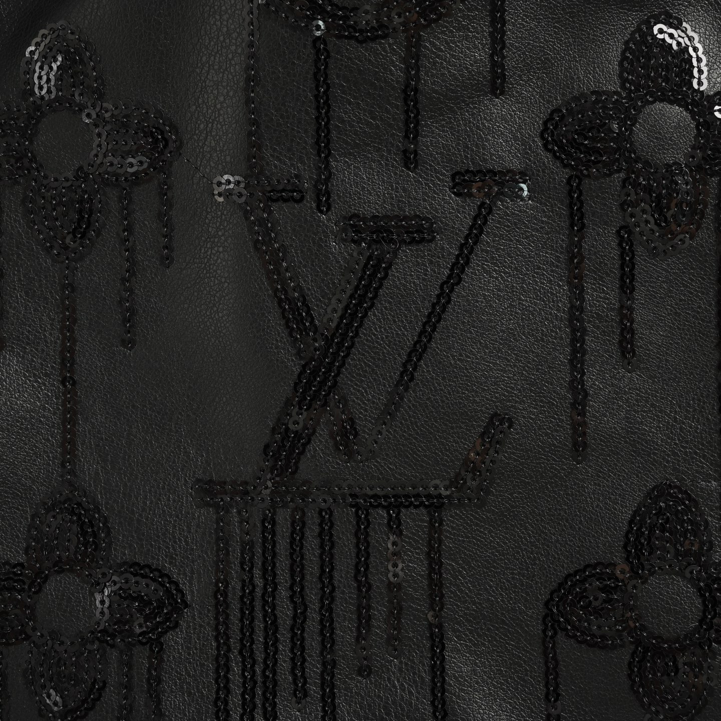 Louis Vuitton/路易威登 25Fw 珠片logo皮衣夹克外套