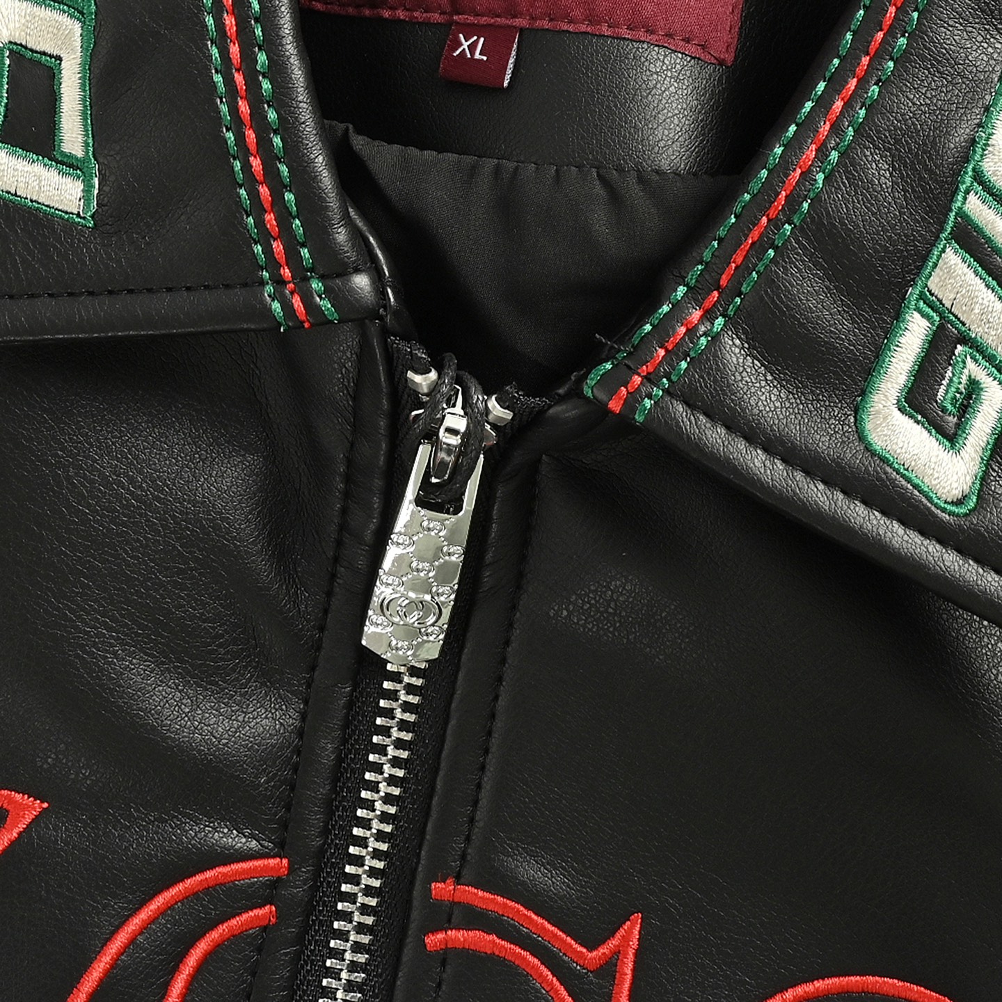 Gucci/古驰 25Fw 胸前字母logo刺绣皮衣夹克外套