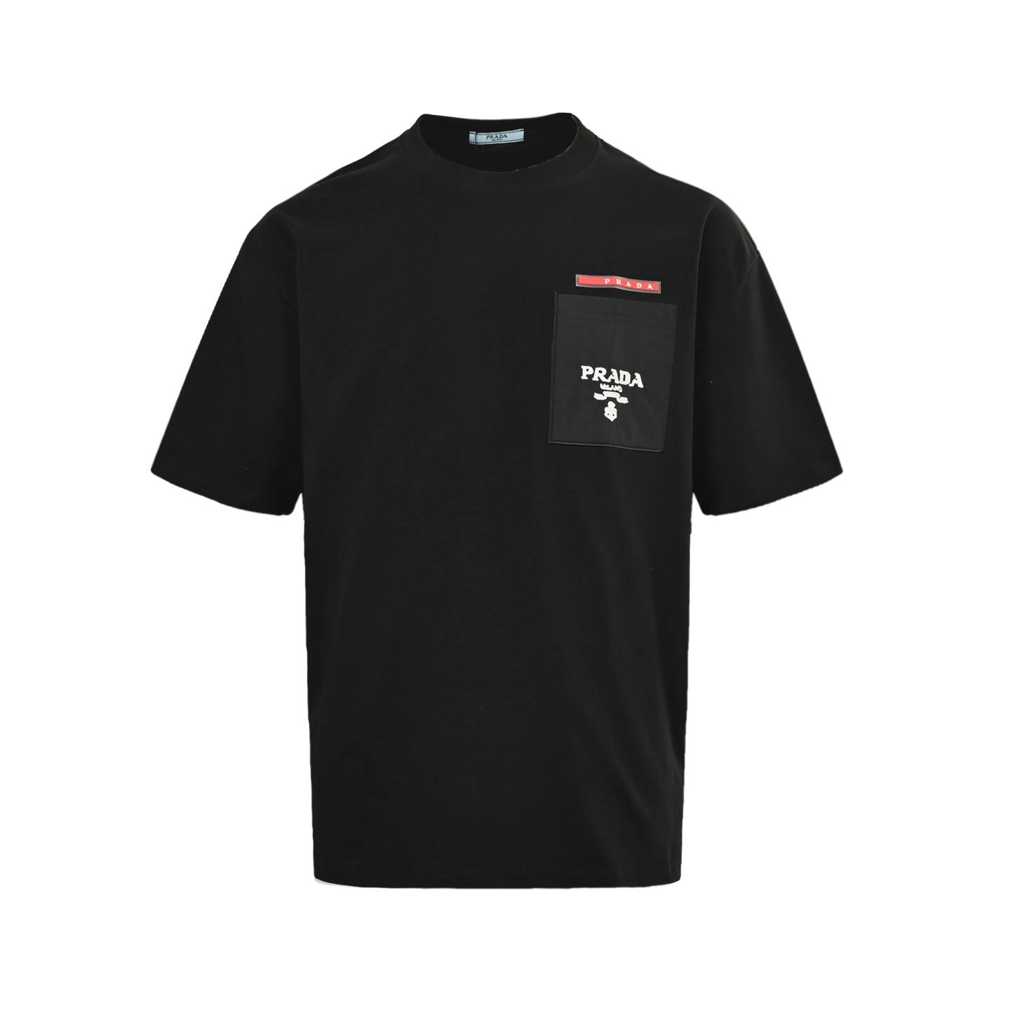 Prada/普拉达 红色硅胶饰条口袋刺绣短袖