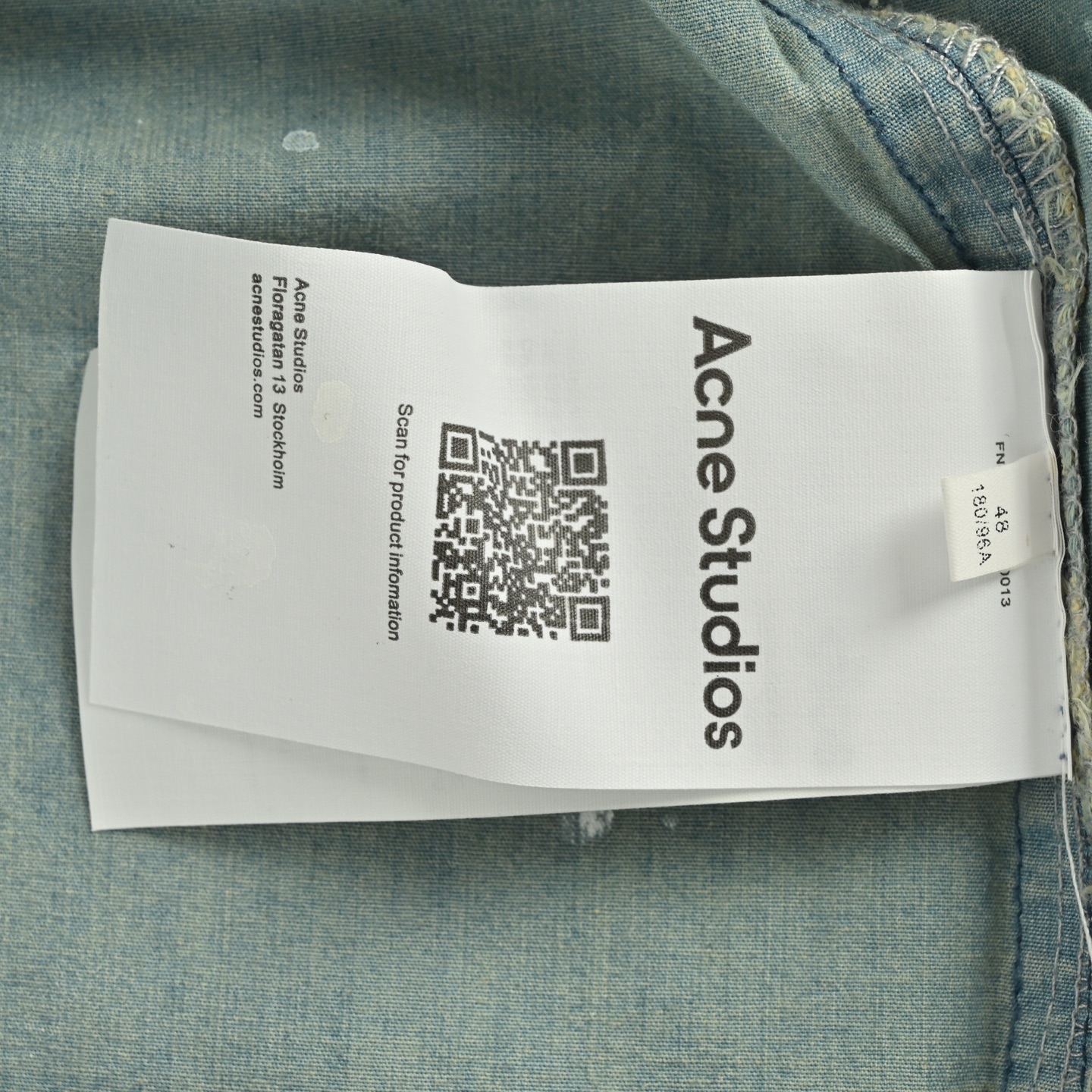Acne Studios 25Fw 泼墨做旧牛仔长袖衬衫-High Quatity Cheap Brand wholesale wholesaler seller Clothes Bags handbags Sneakers Top Fashion Clothing Shoes from China Factory Chinese suppliers best Quality Beautiful Price Acne Studios 25Fw 泼墨做旧牛仔长袖衬衫
