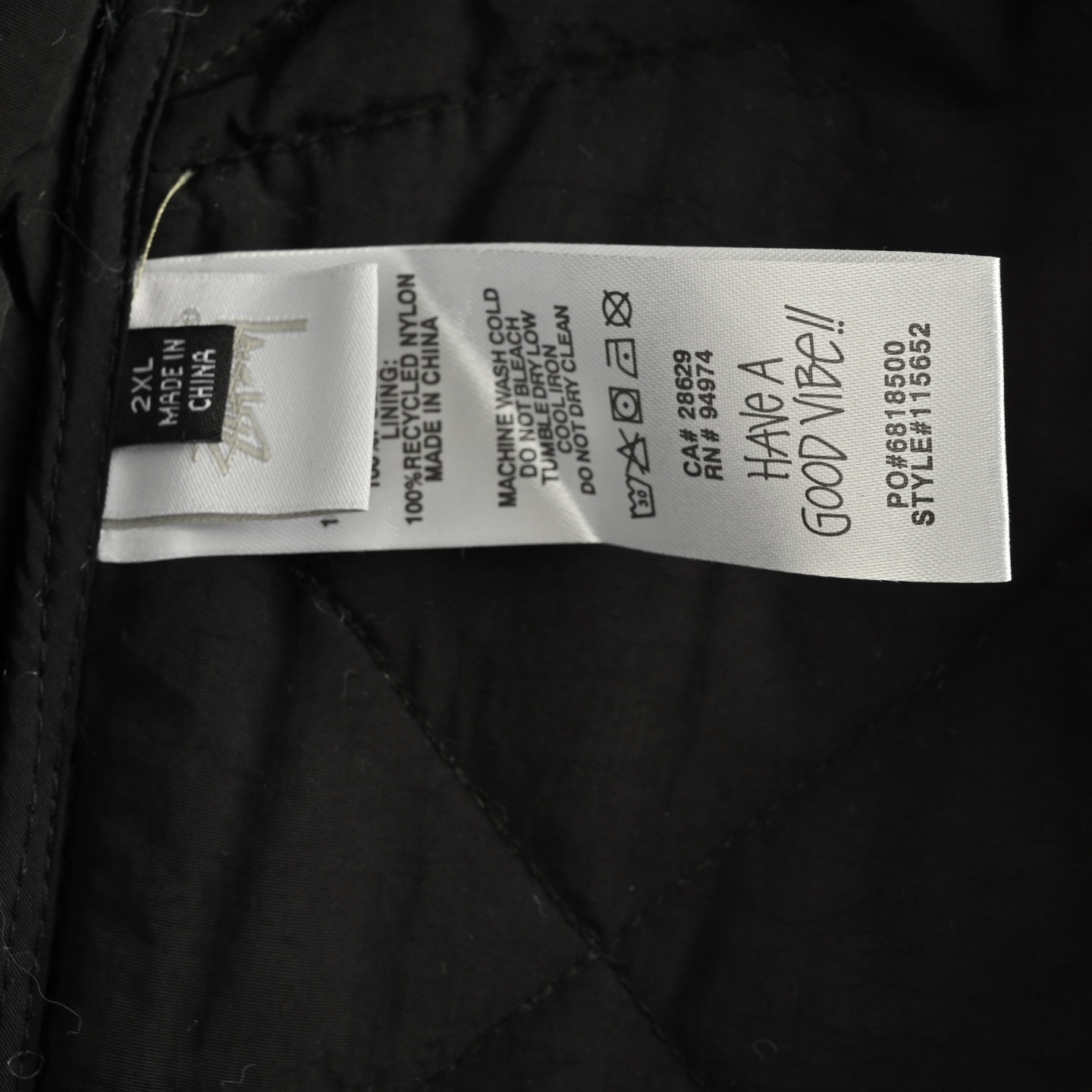 Stussy/斯图西 黑八台球拉链棉服夹克外套