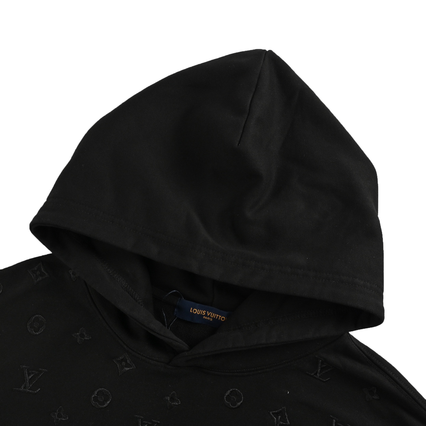 Louis Vuitton/路易威登 25Fw 老花刺绣半身拼接连帽卫衣