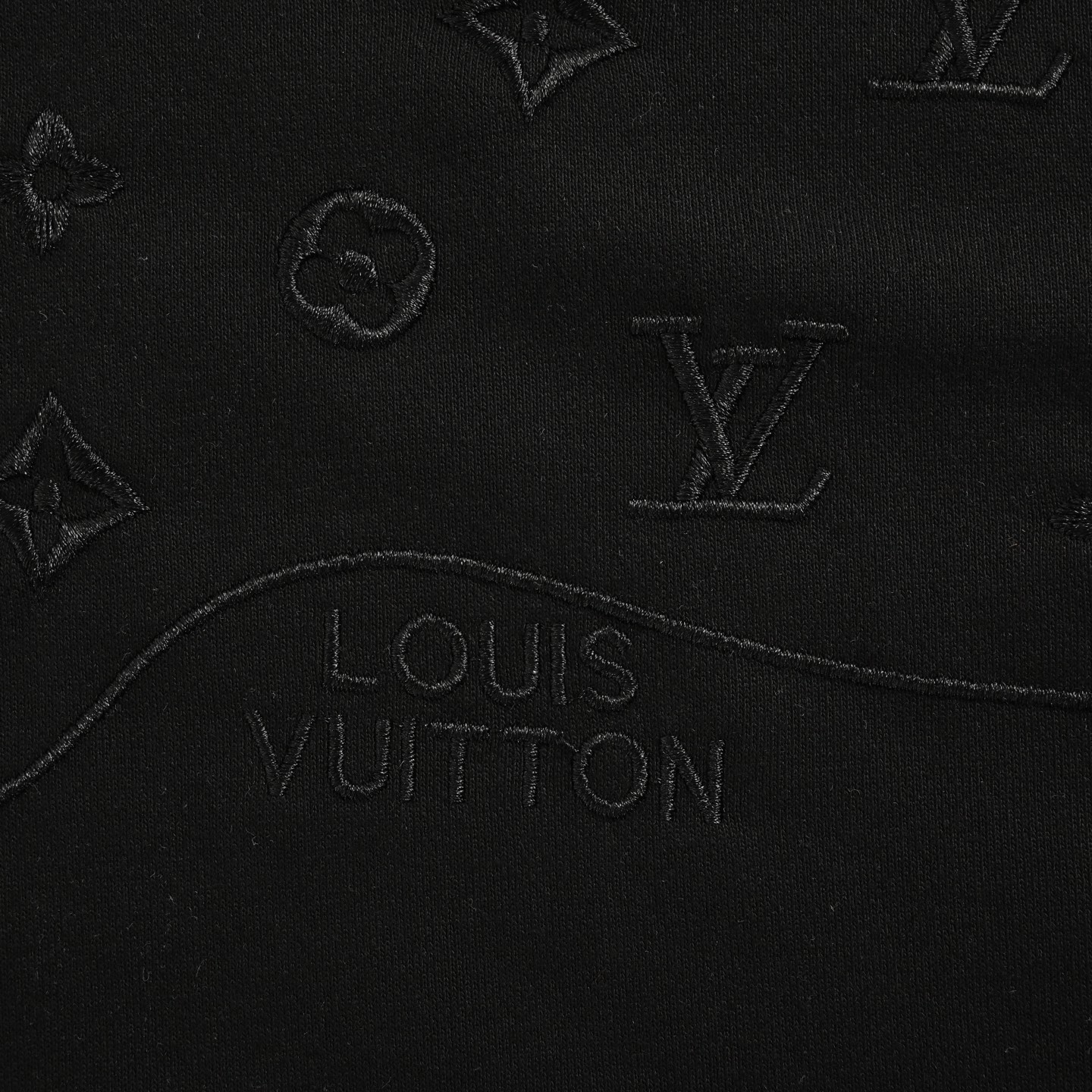 Louis Vuitton/路易威登 25Fw 老花刺绣半身拼接连帽卫衣