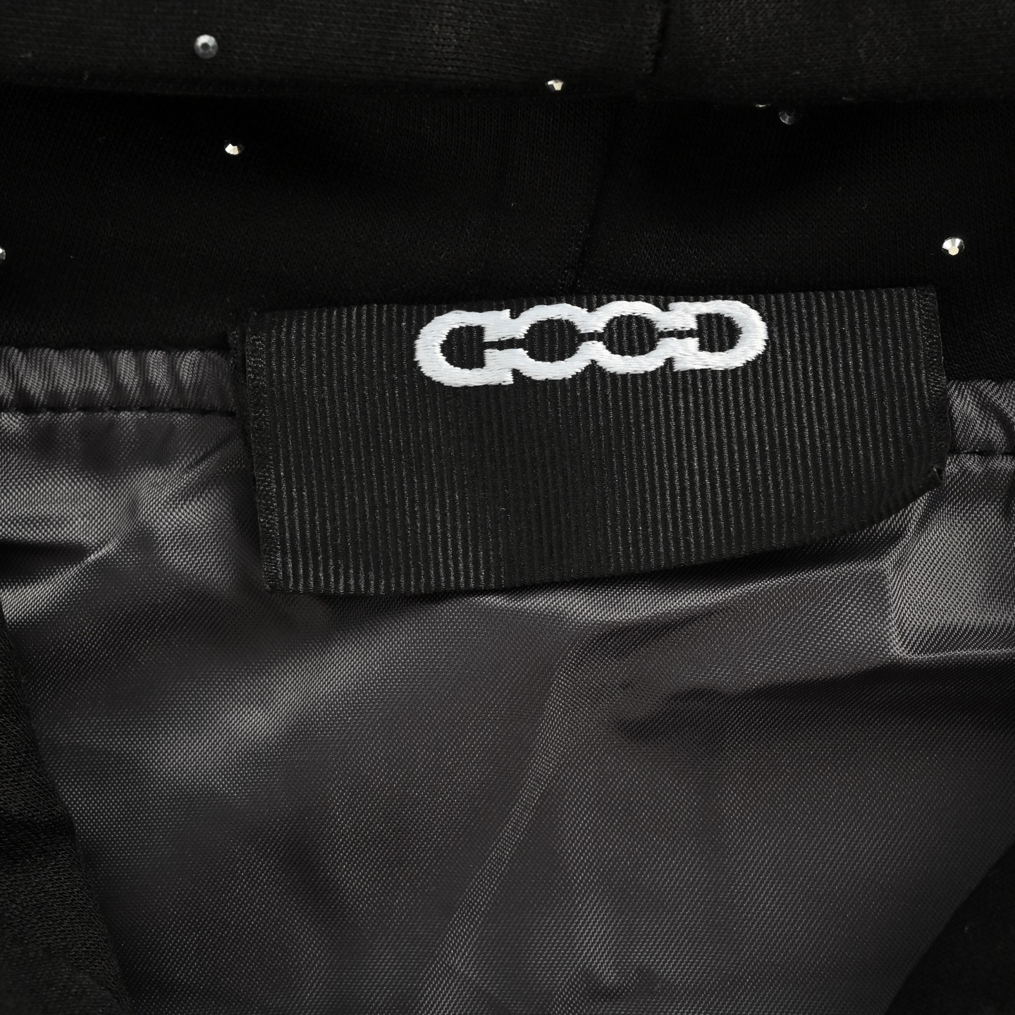 GOODBRAND 25Fw 闪银星空烫钻拉链连帽卫衣 黑 灰