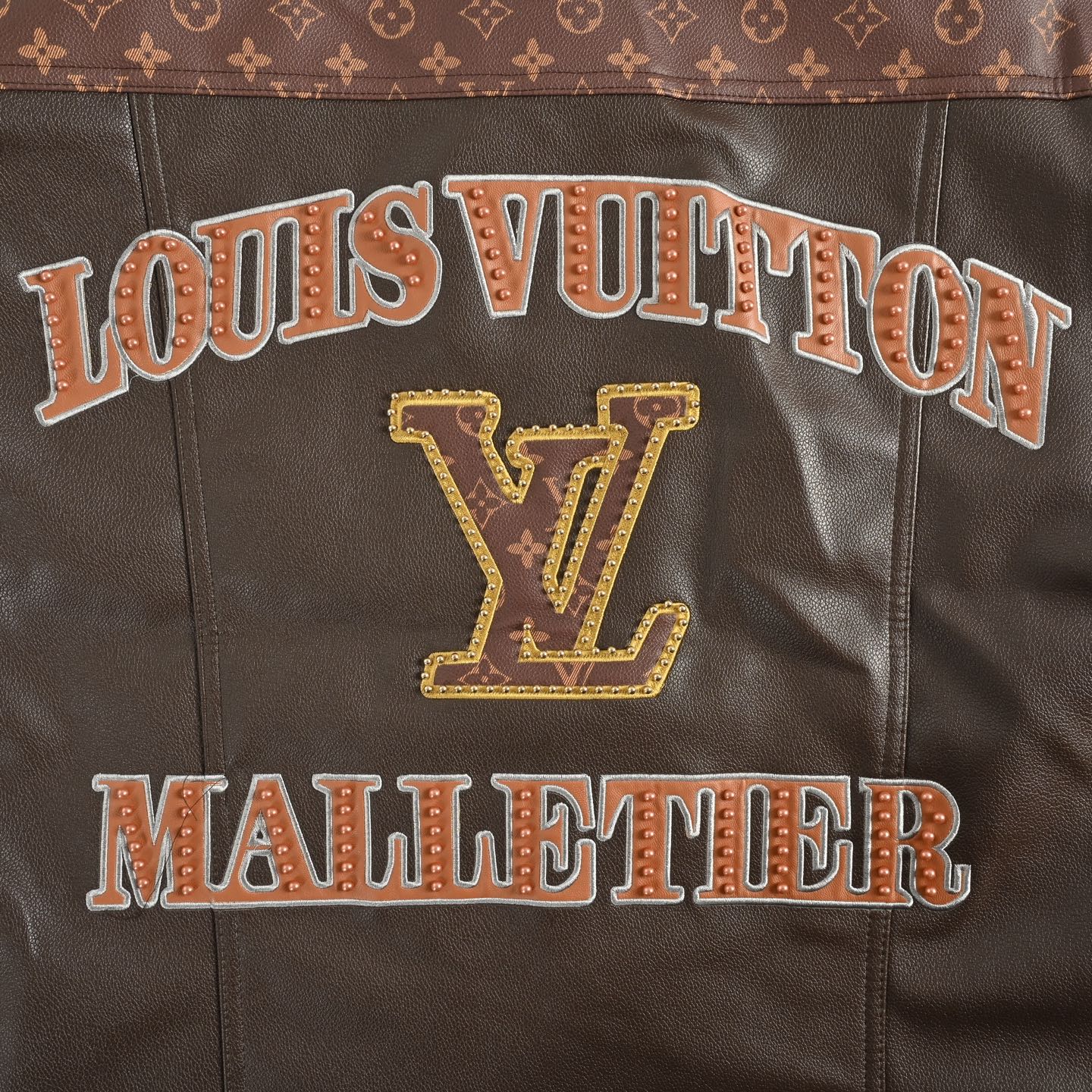 Louis Vuitton/路易威登 25Fw 老花拼接皮衣夹克外套