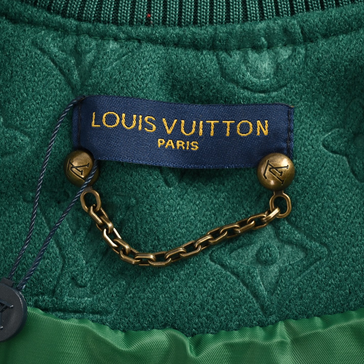 Louis Vuitton/路易威登 25Fw 老花压花绿色毛呢棒球服外套