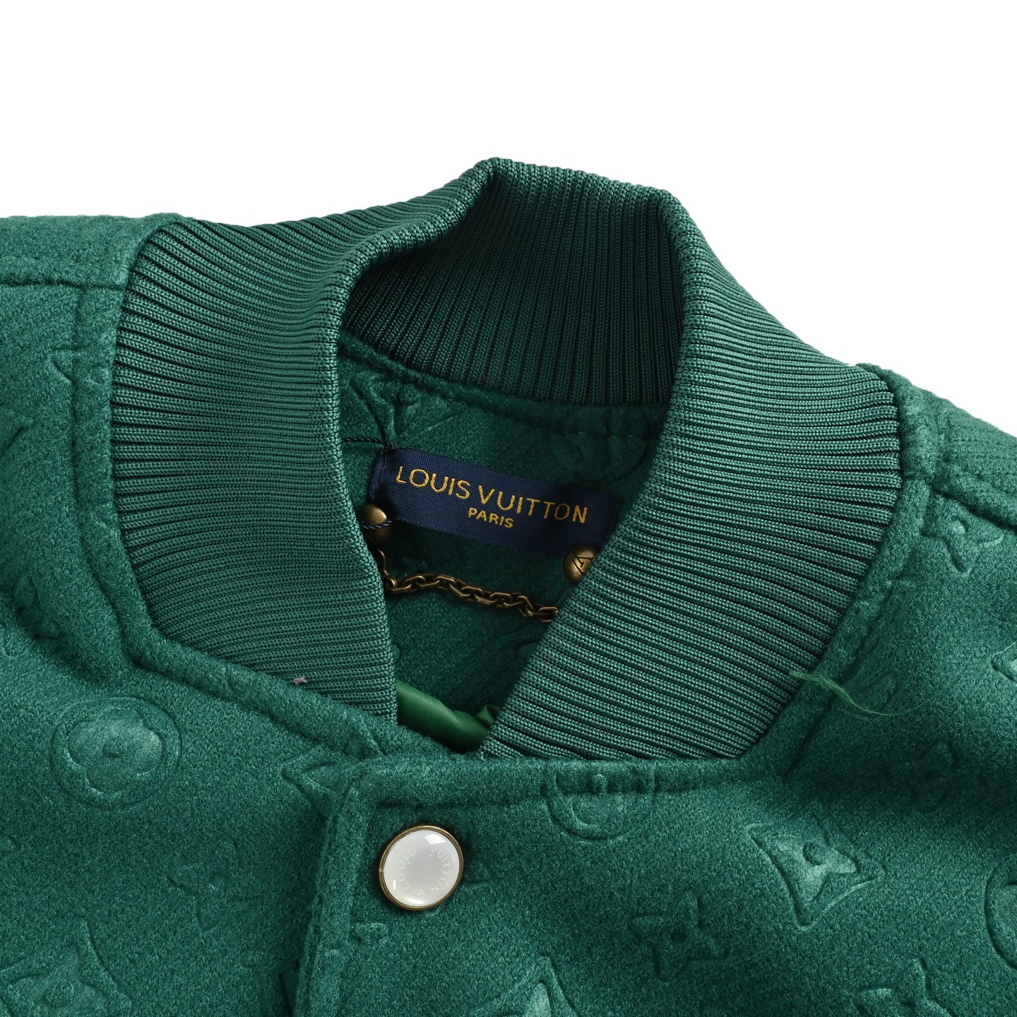 Louis Vuitton/路易威登 25Fw 老花压花绿色毛呢棒球服外套