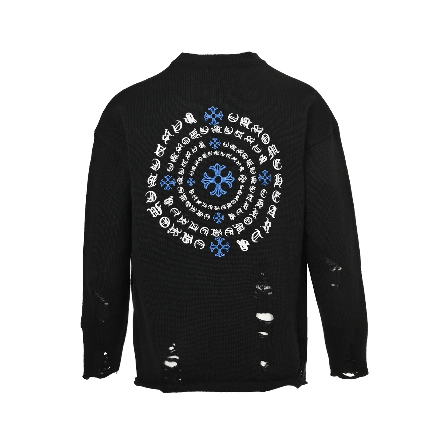 Chrome Hearts/克罗心 刺绣圆盘梵文十字架破洞毛衣 Chrome Hearts/克罗心 刺绣圆盘梵文十字架破洞毛衣