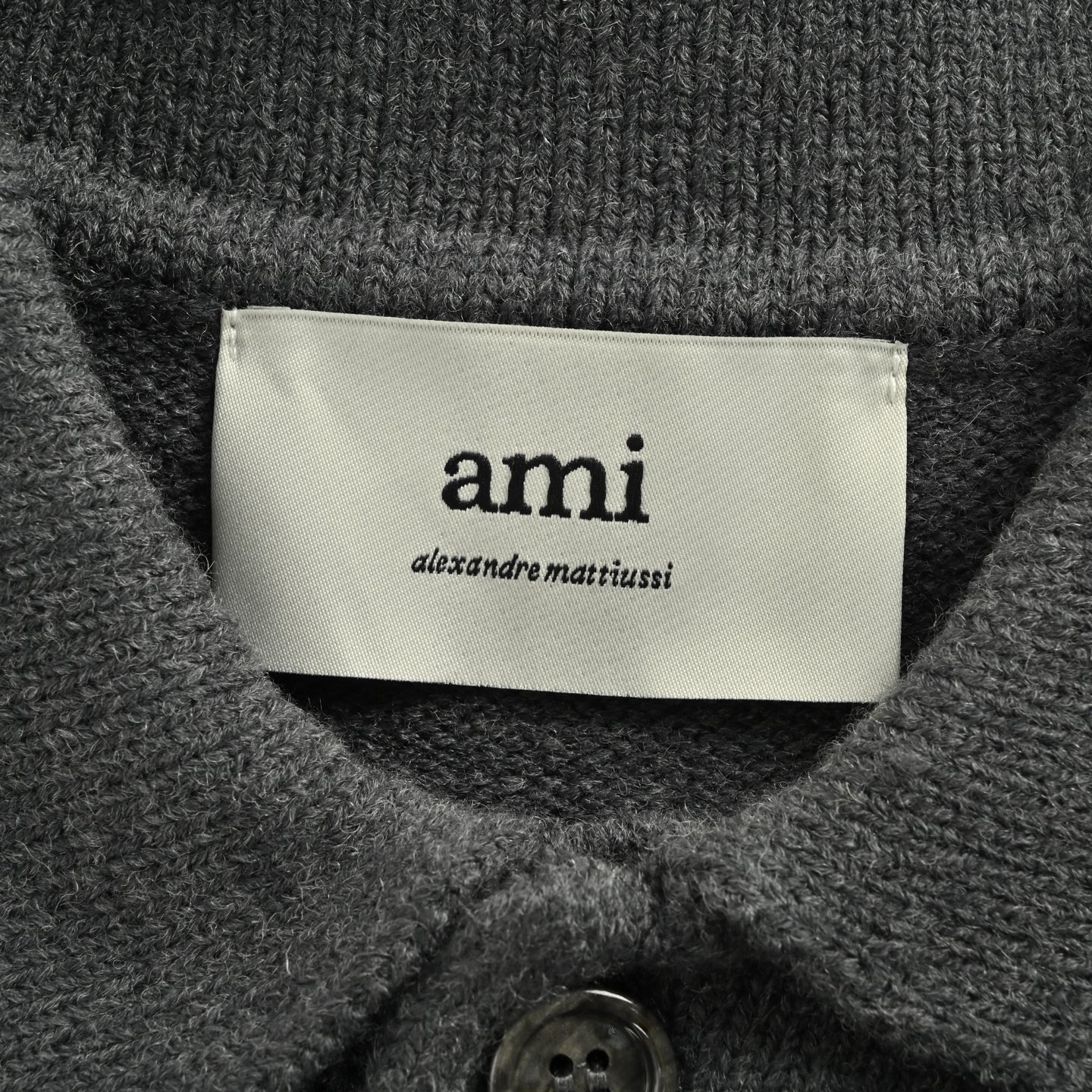 Ami 25Fw 爱心提花翻领Polo毛衣