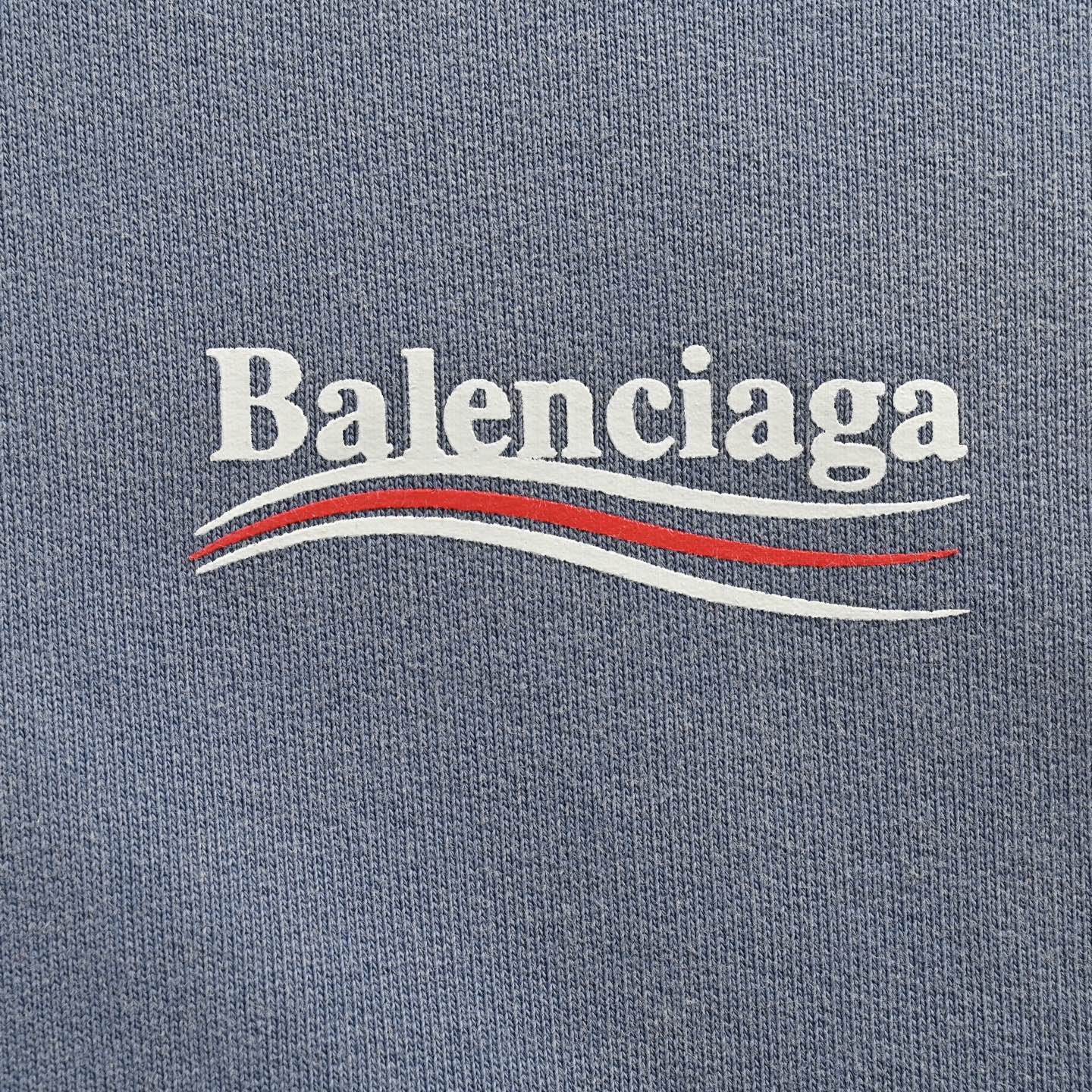 Balenciaga/巴黎世家 25Fw 可乐印花做旧水洗连帽卫衣喷砂蓝