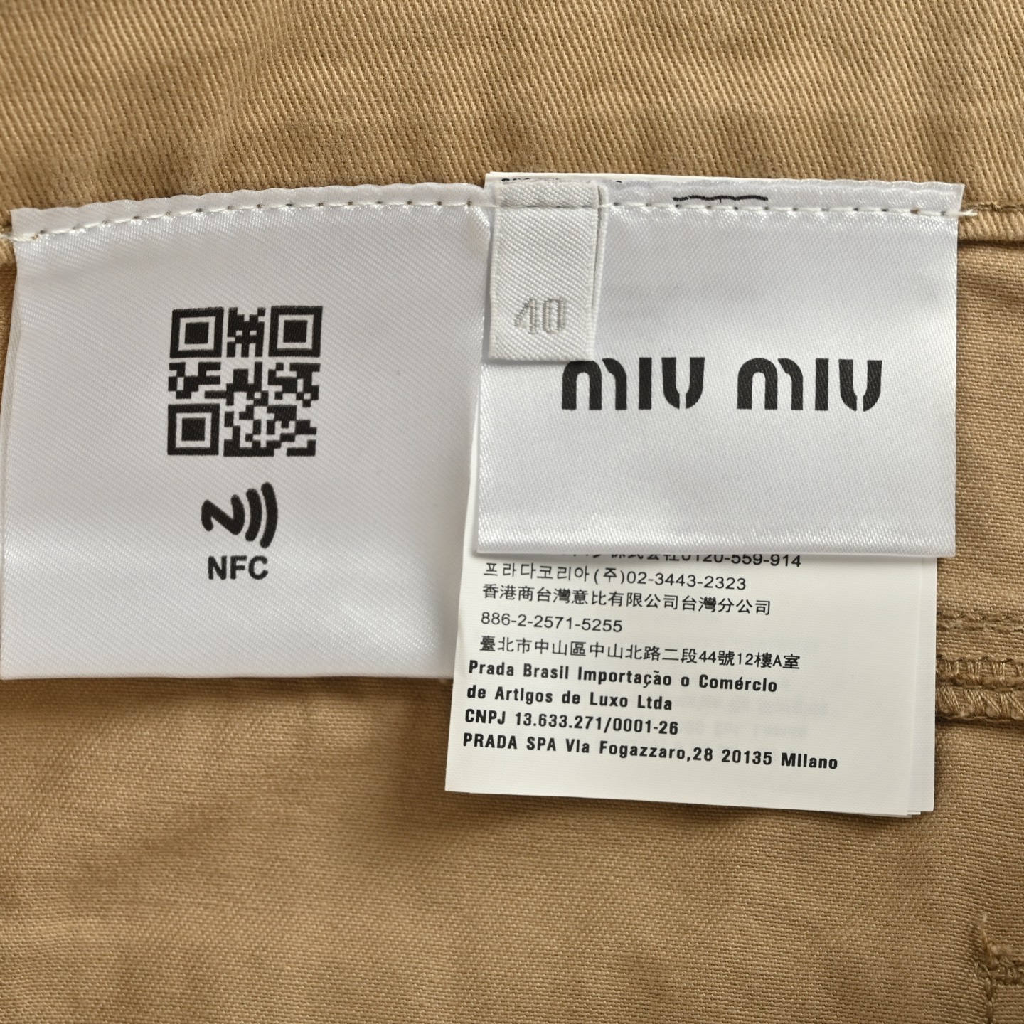 Miu Miu/缪缪 卡其后袋字伐木工装长裤-High Quatity Cheap Brand wholesale wholesaler seller Clothes Bags handbags Sneakers Top Fashion Clothing Shoes from China Factory Chinese suppliers best Quality Beautiful Price Miu Miu/缪缪 卡其后袋字伐木工装长裤