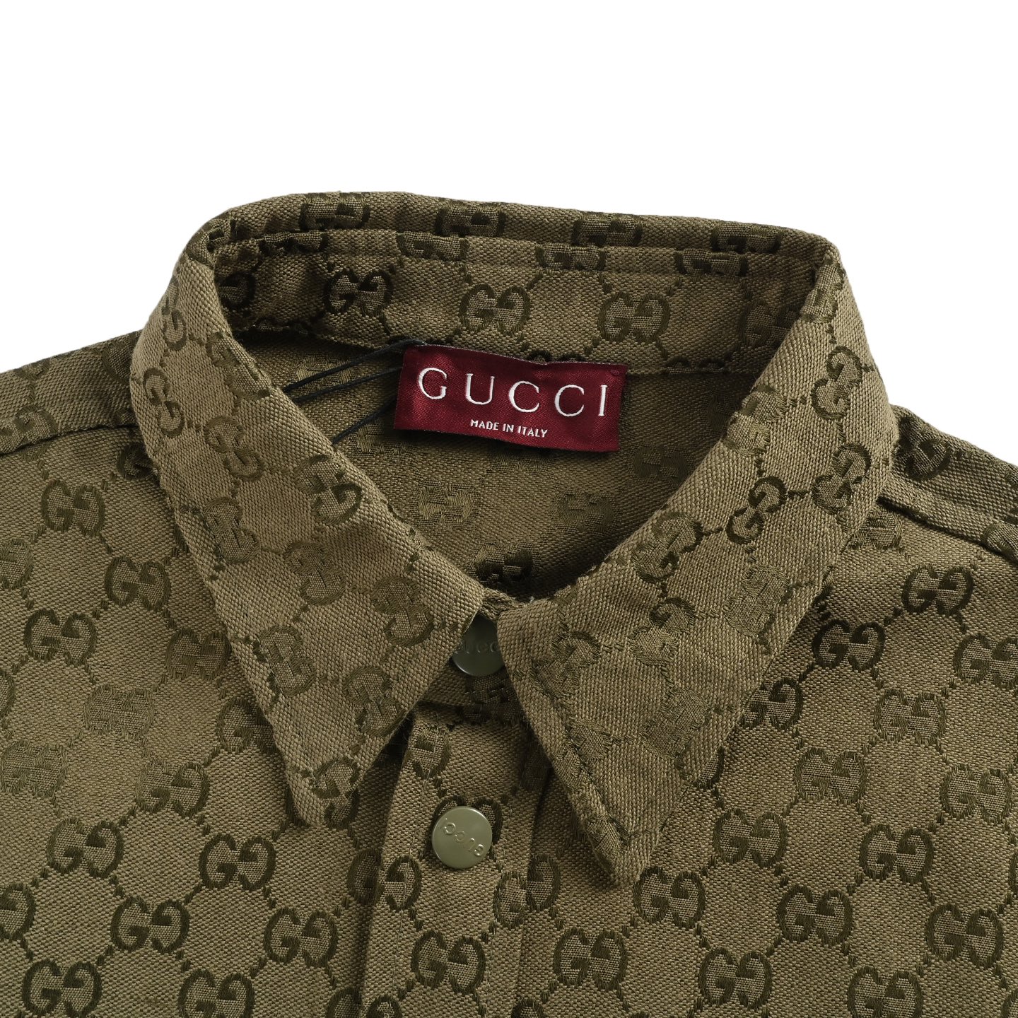 Gucci/古驰 纽扣对花双G满印提花立领衬衫外套