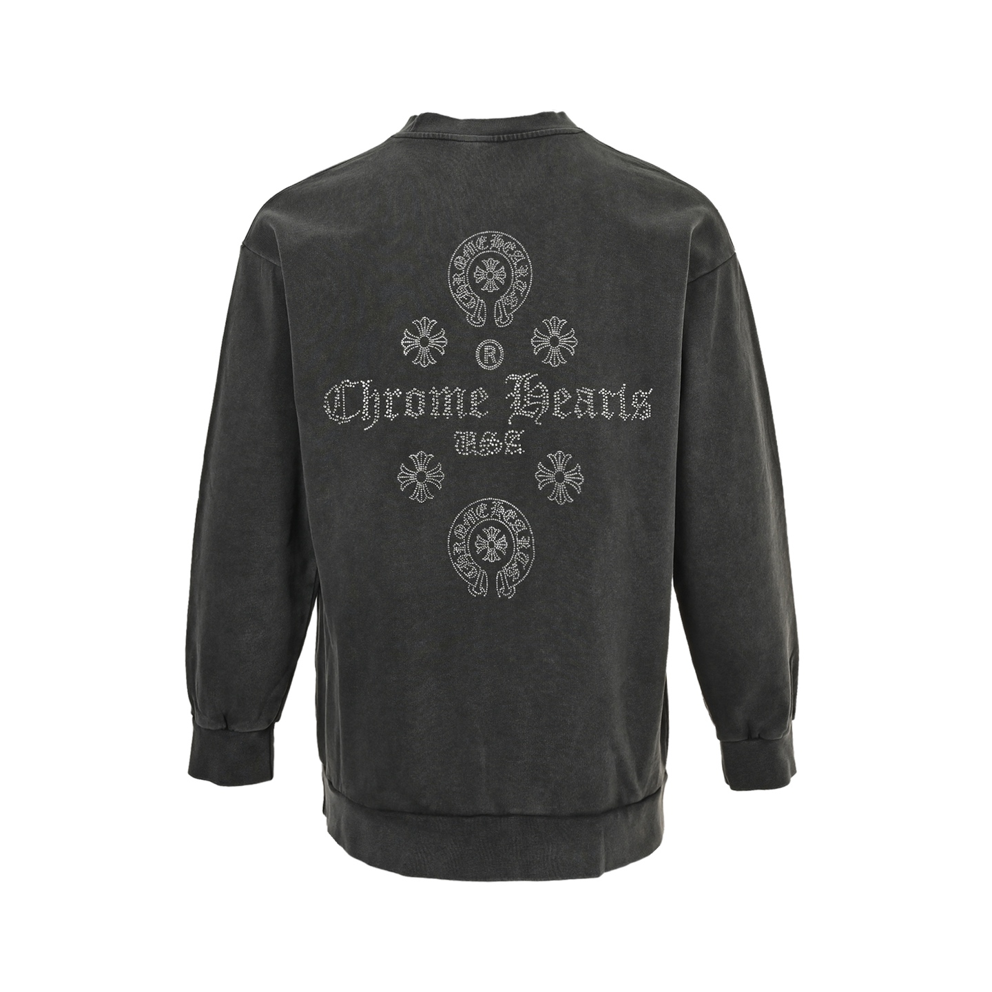 Chrome Hearts/克罗心 25Fw 烫钻字母logo水洗圆领卫衣
