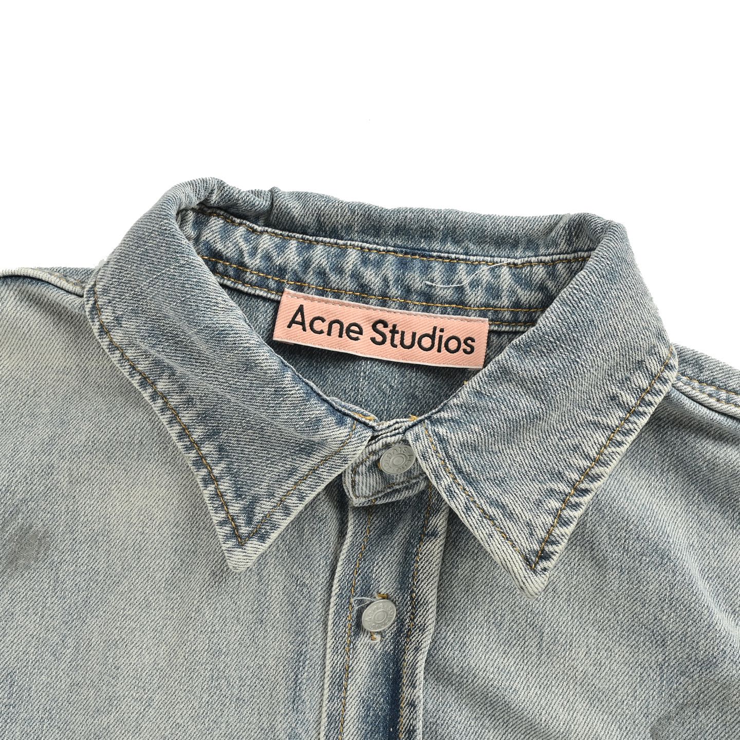 Acne Studios 牛仔徽标做旧泼墨牛仔衬衫外套