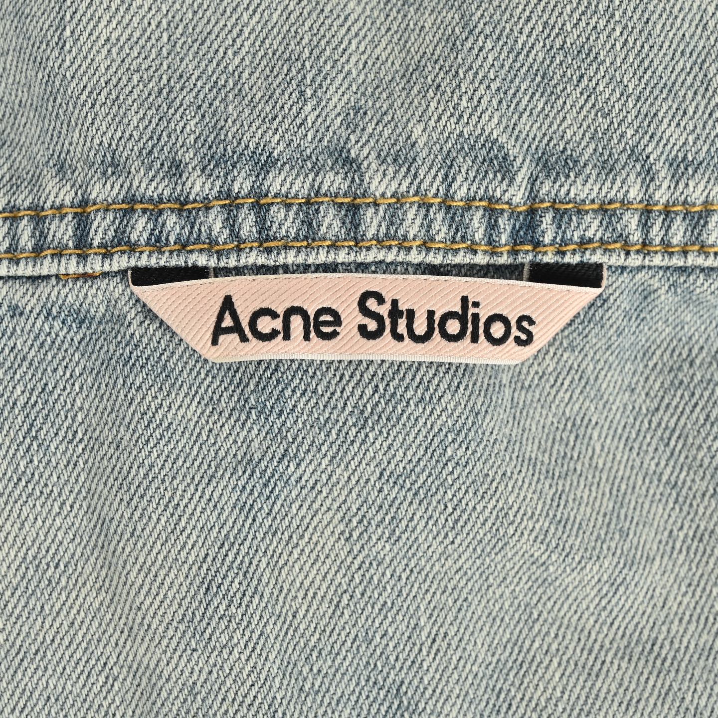 Acne Studios 牛仔徽标做旧泼墨牛仔衬衫外套