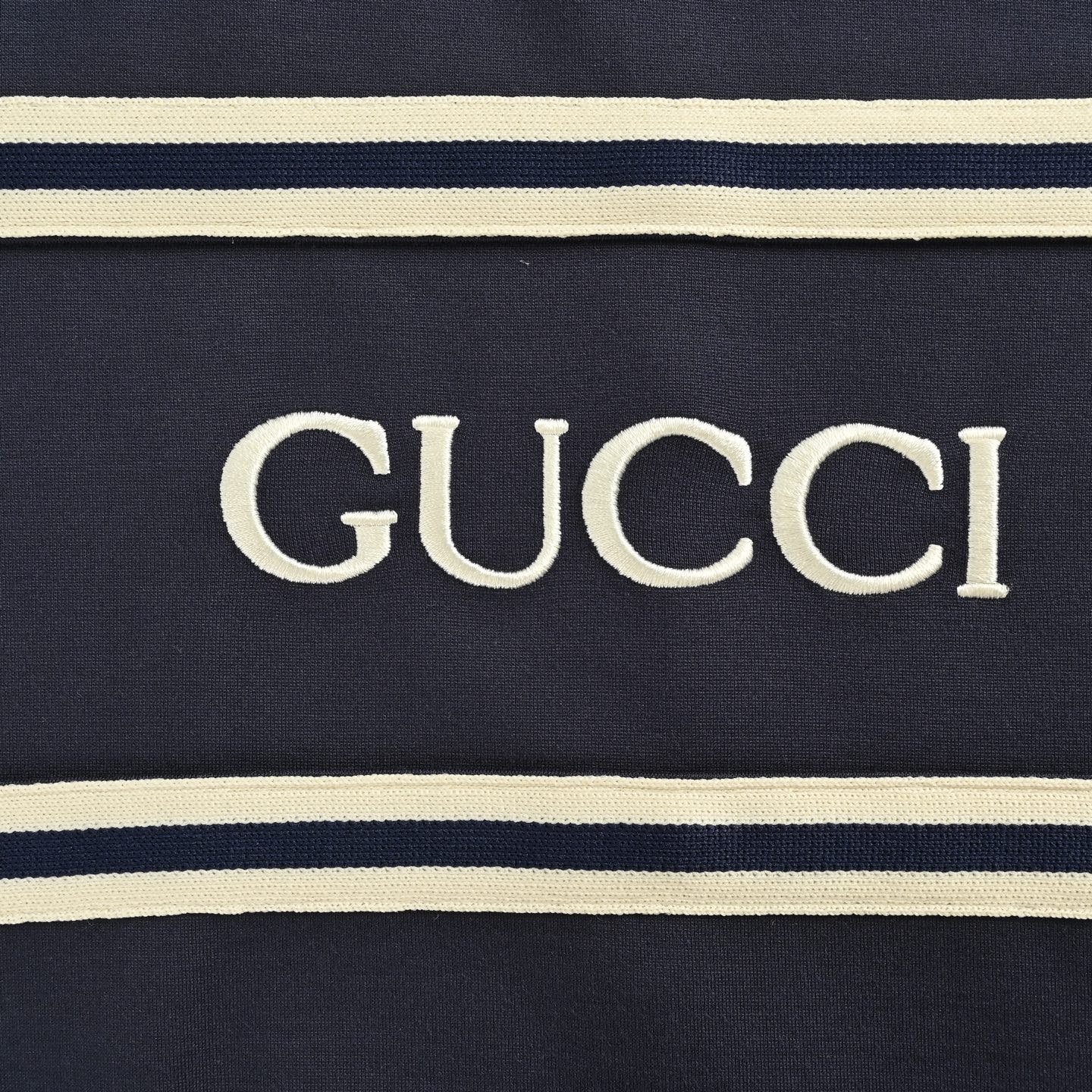 Gucci/古驰 白色横条织带刺绣拉链连帽外套