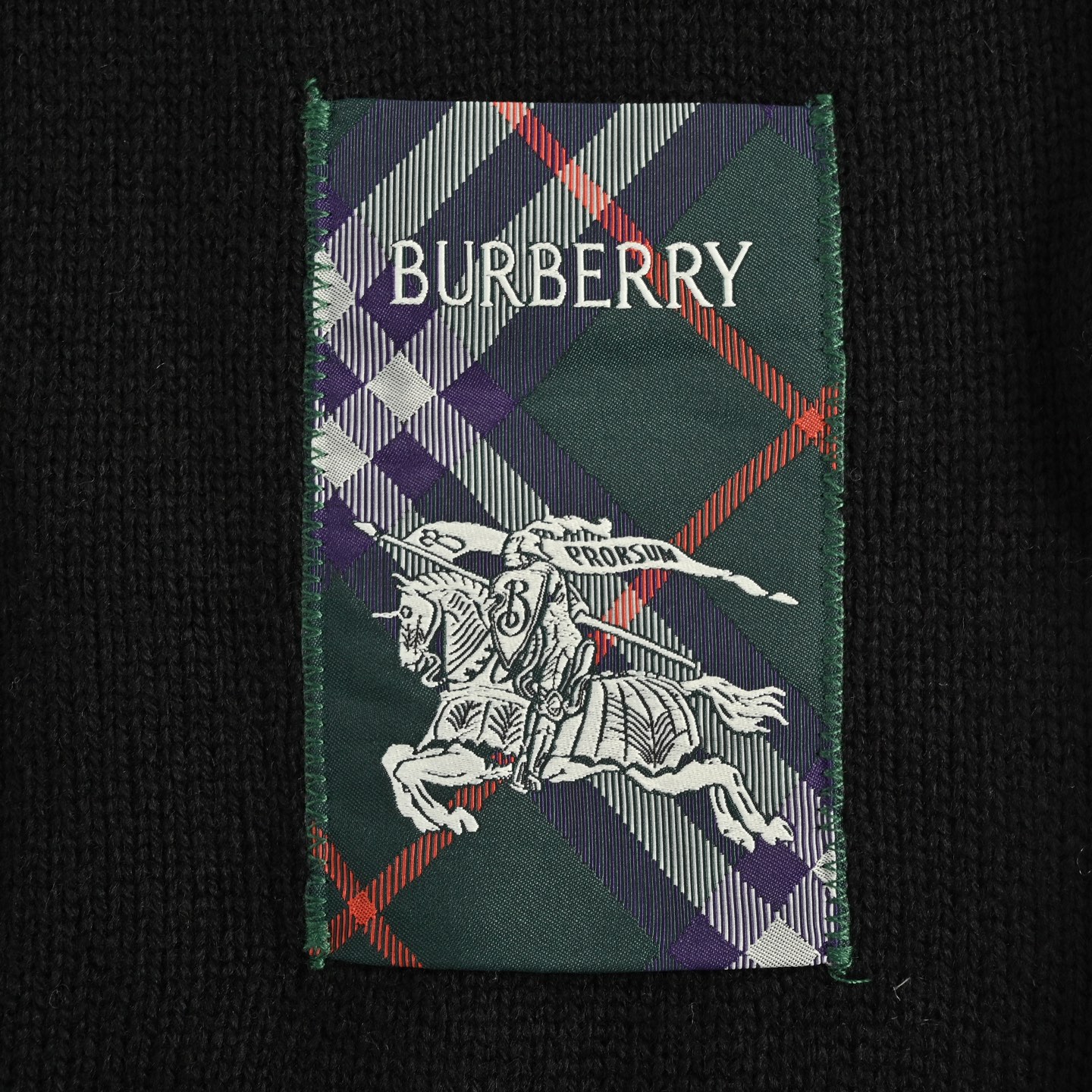Burberry/巴宝莉 格纹战马贴布圆领毛衣