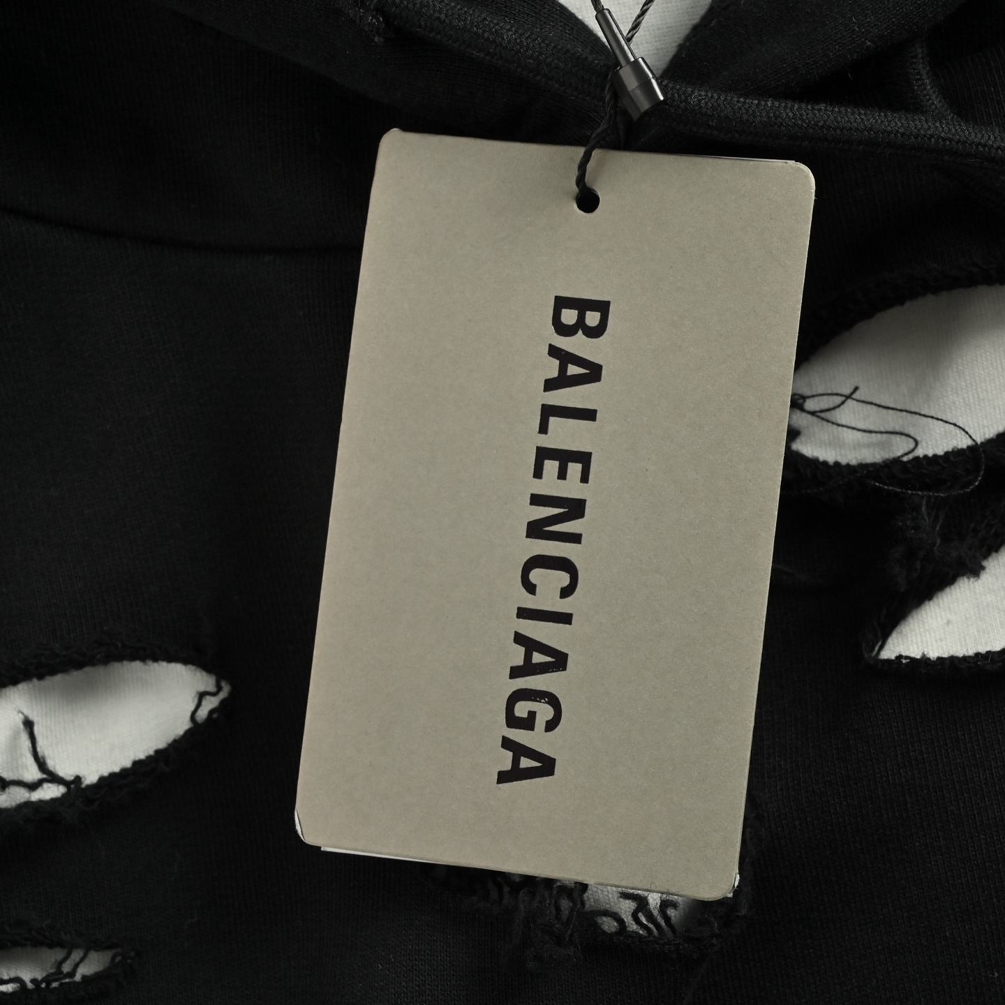 Balenciaga/巴黎世家 爆裂字母印花双层破洞连帽卫衣