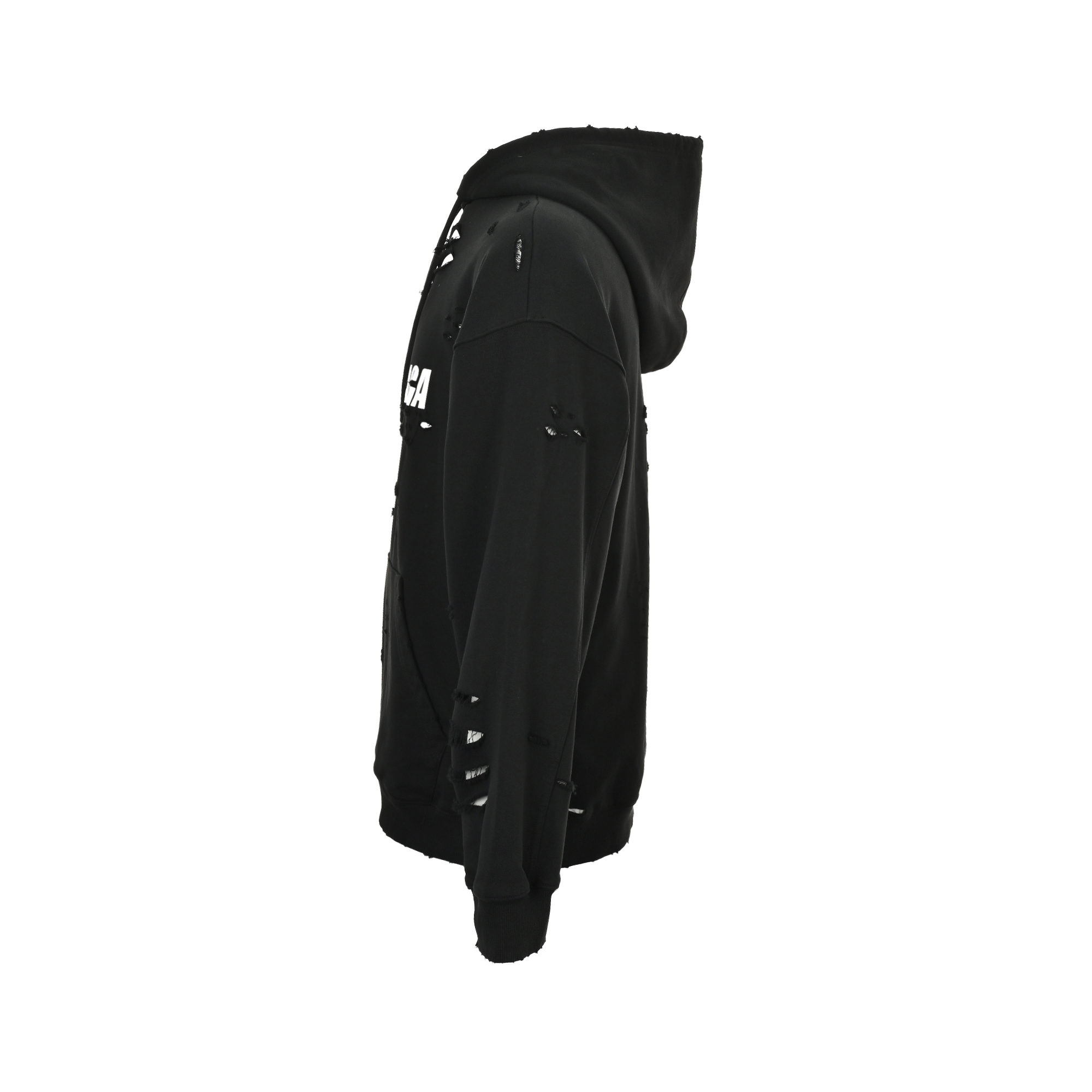 Balenciaga/巴黎世家 爆裂字母印花双层破洞连帽卫衣