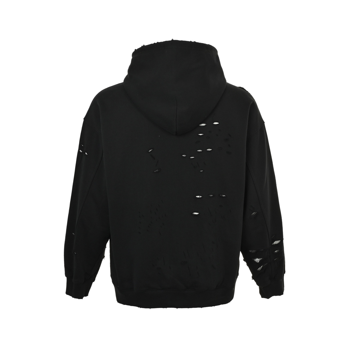 Balenciaga/巴黎世家 爆裂字母印花双层破洞连帽卫衣