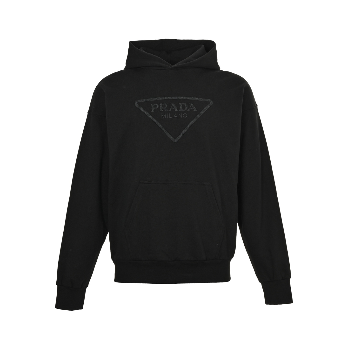 Prada/普拉达 25Fw 编织字母刺绣三角标连帽卫衣
