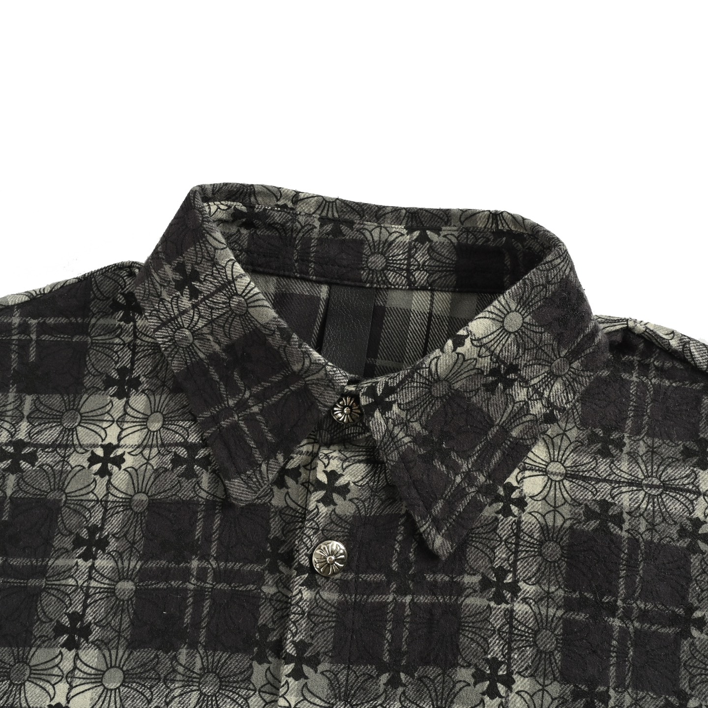 Chrome Hearts/克罗心 满印袖口贴皮格纹衬衫