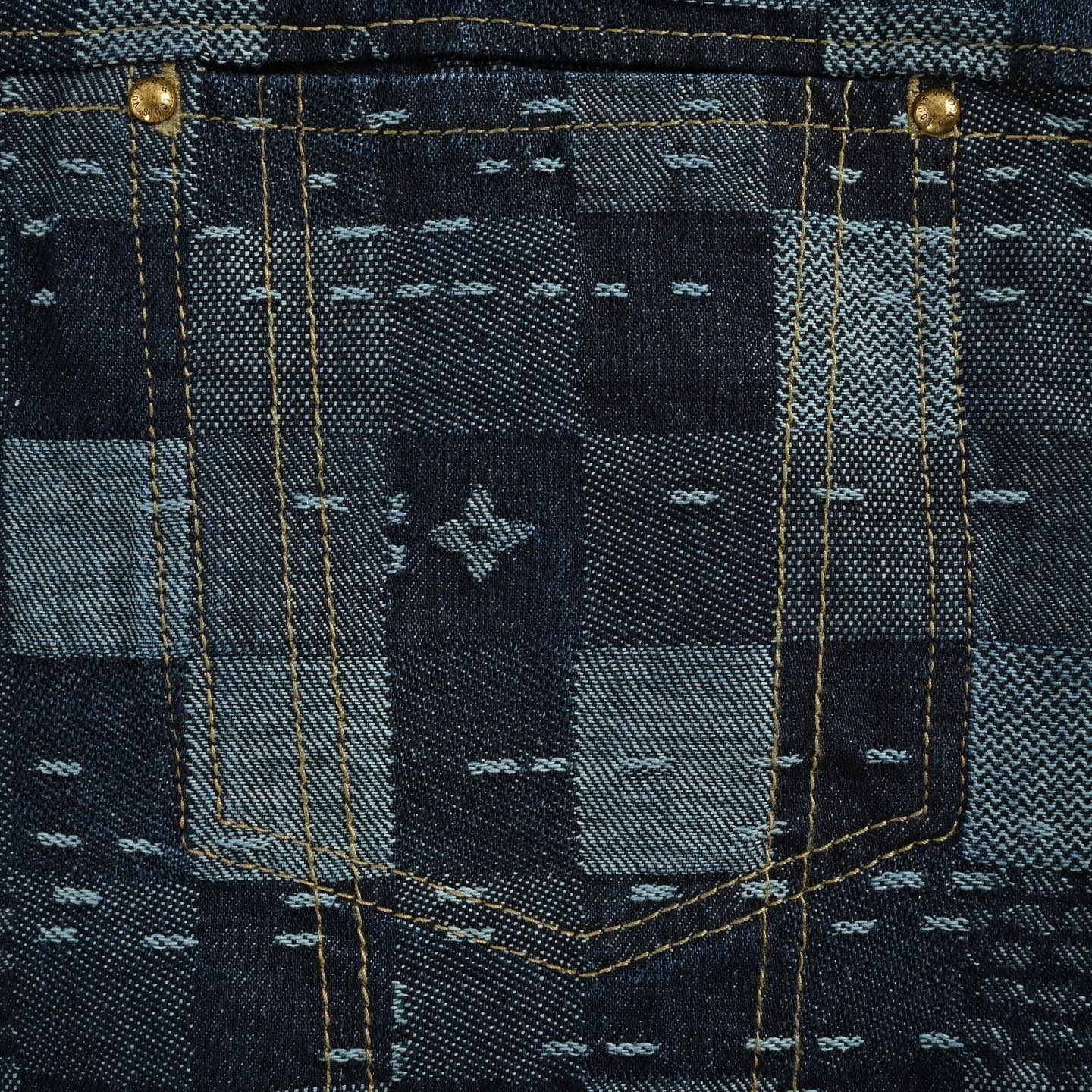 Louis Vuitton &NigoLV联名款补丁马赛克格子套装牛仔外套