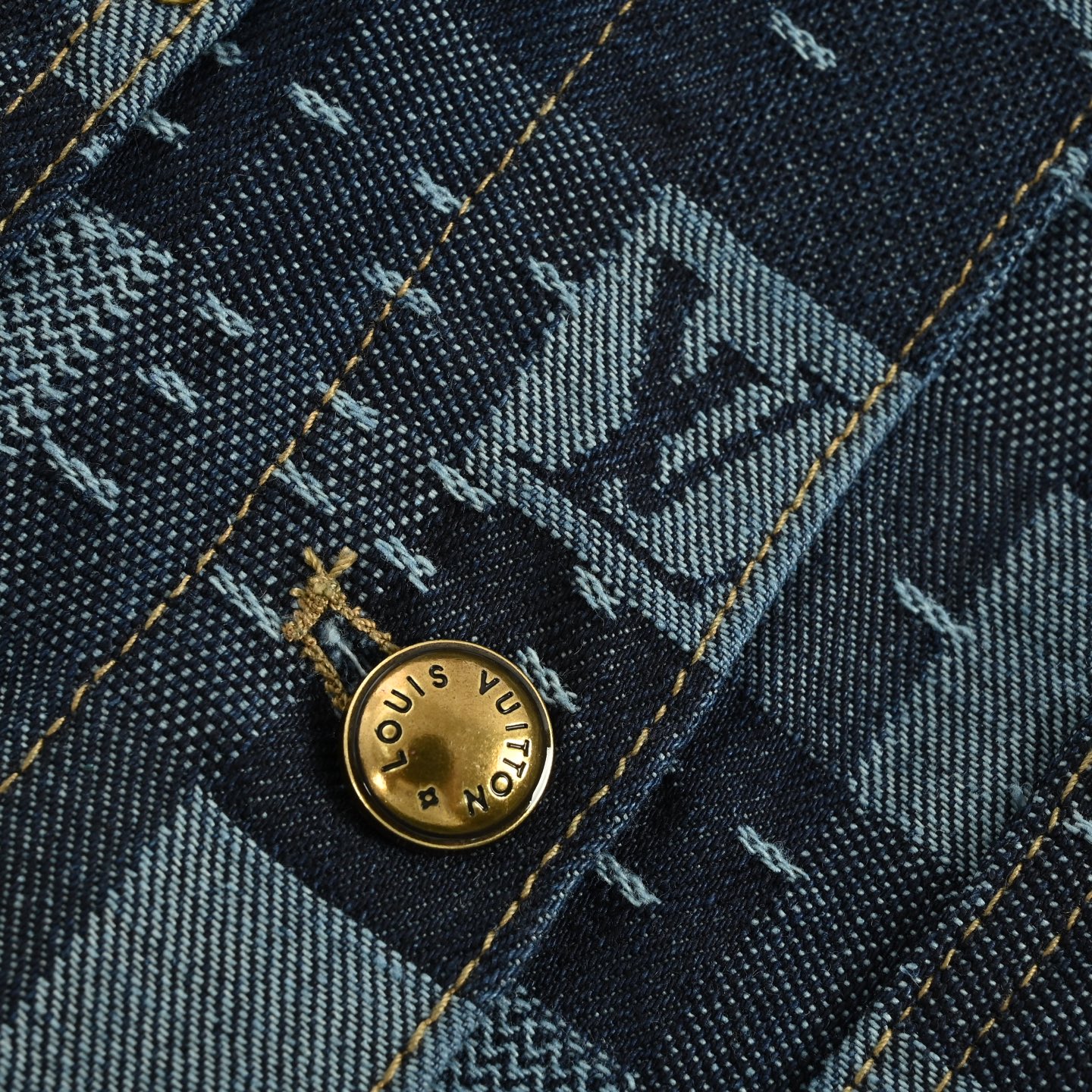 Louis Vuitton &NigoLV联名款补丁马赛克格子套装牛仔外套