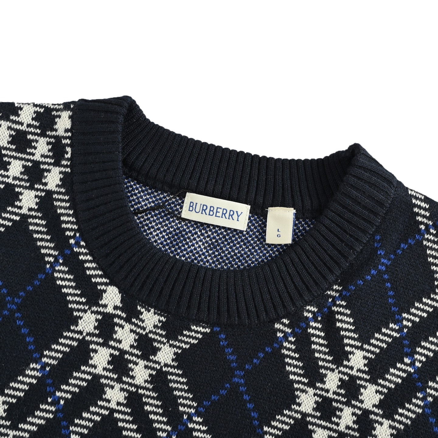 Burberry/巴宝莉 菱形斜格纹针织圆领毛衣