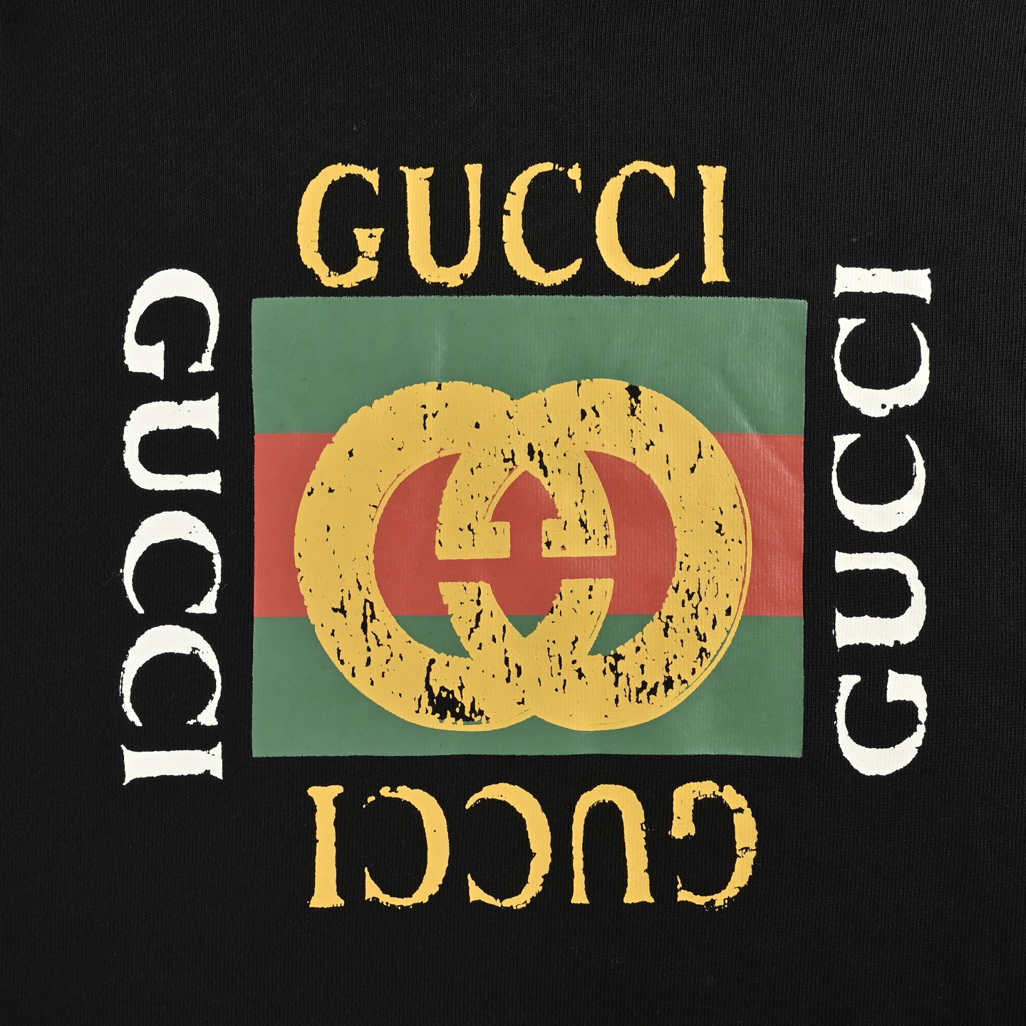 Gucci/古驰 经典方块logo做旧连帽卫衣