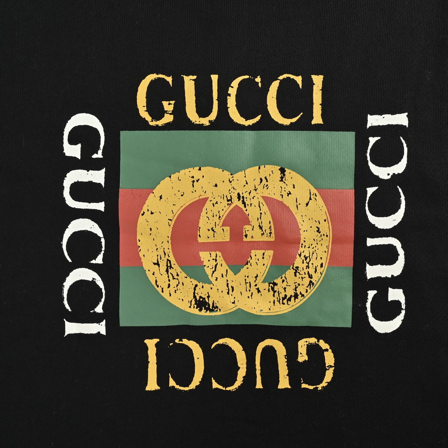Gucci/古驰 经典方块logo做旧圆领卫衣