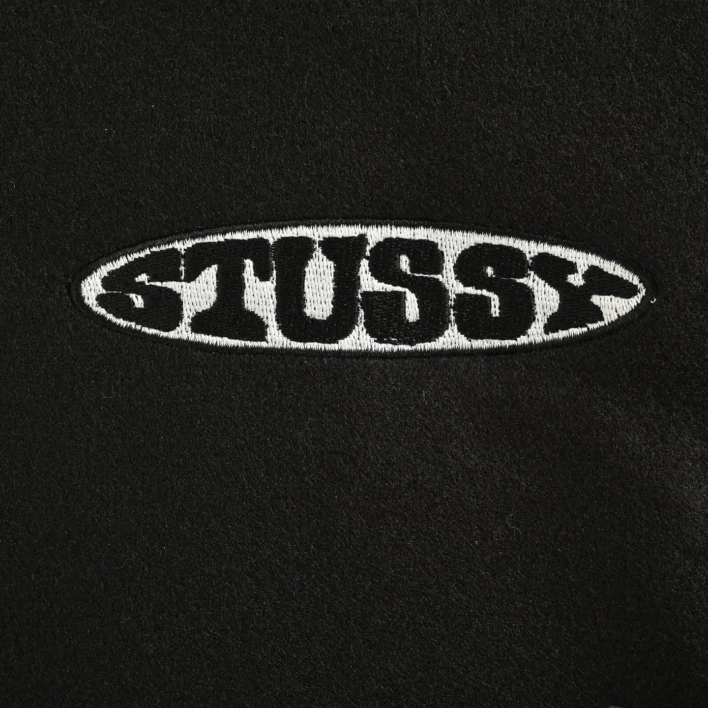 Stussy/斯图西 徽标刺绣植绒雪尼尔图案皮质夹克外套