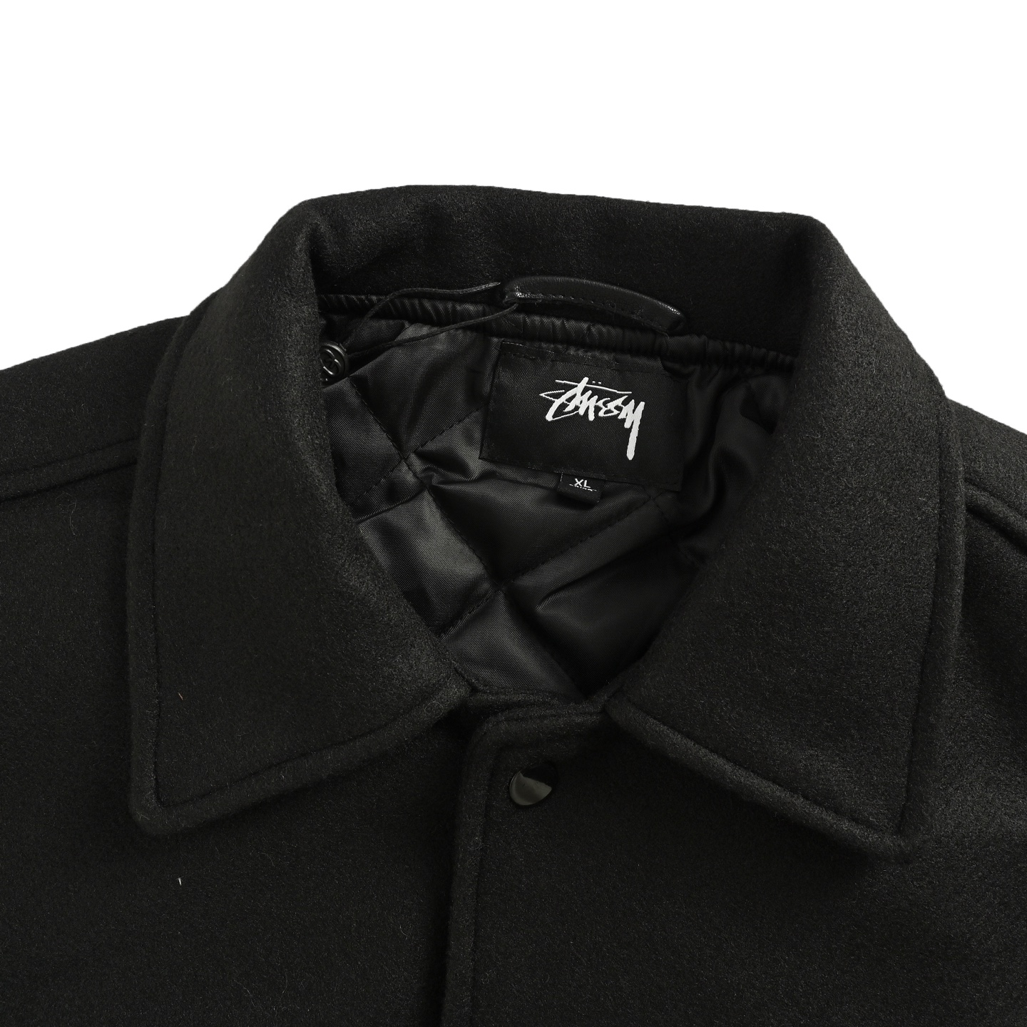Stussy/斯图西 徽标刺绣植绒雪尼尔图案皮质夹克外套