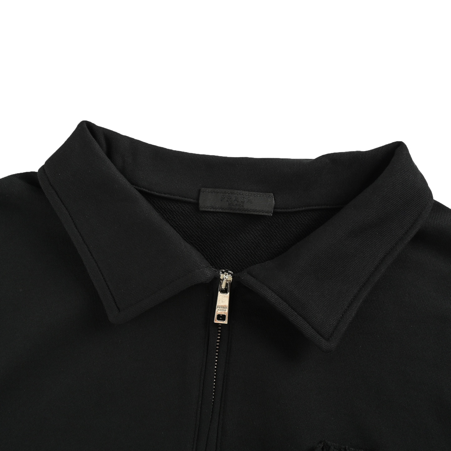 Prada/普拉达 25Fw布标半拉链翻领POLO卫衣